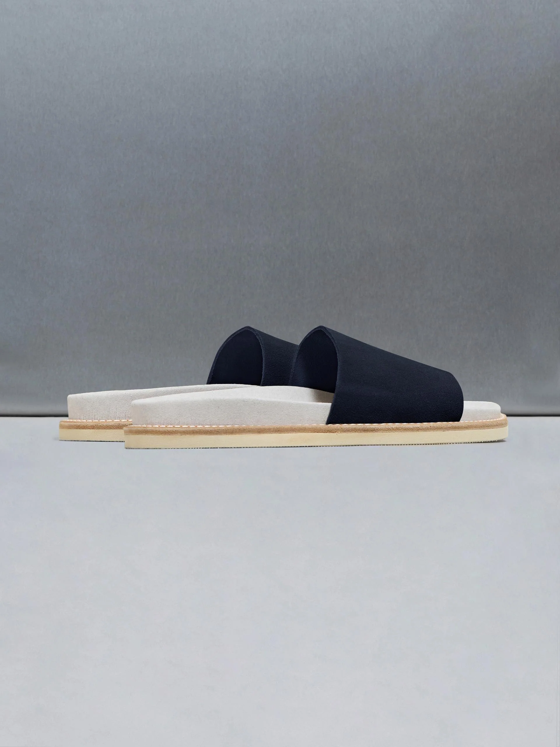 Suede Slides in Navy - Image 4