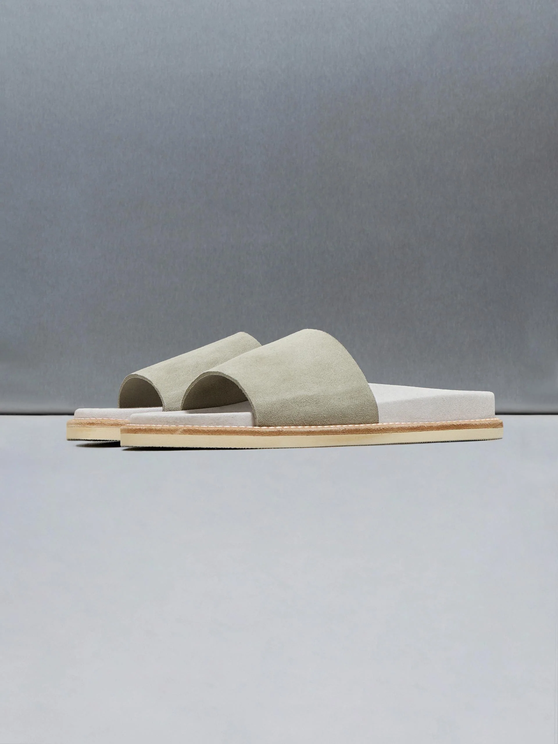 Suede Slides in Olive - Image 3