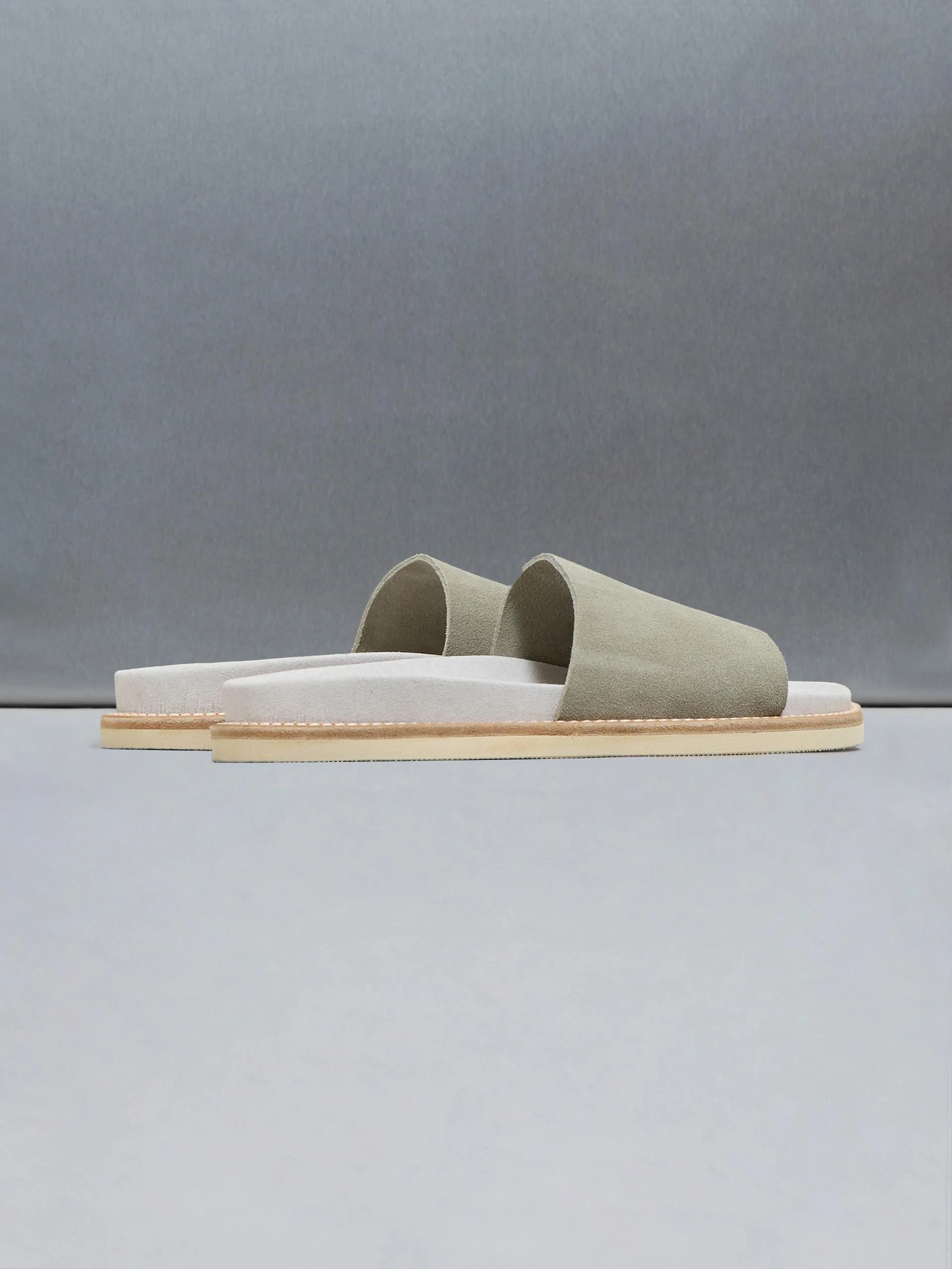 Suede Slides in Olive - Image 4