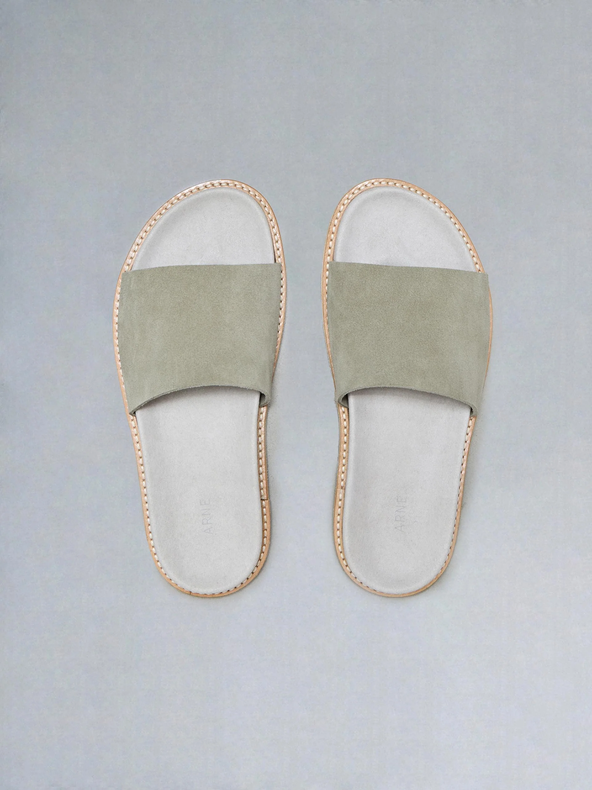 Suede Slides in Olive - Image 5