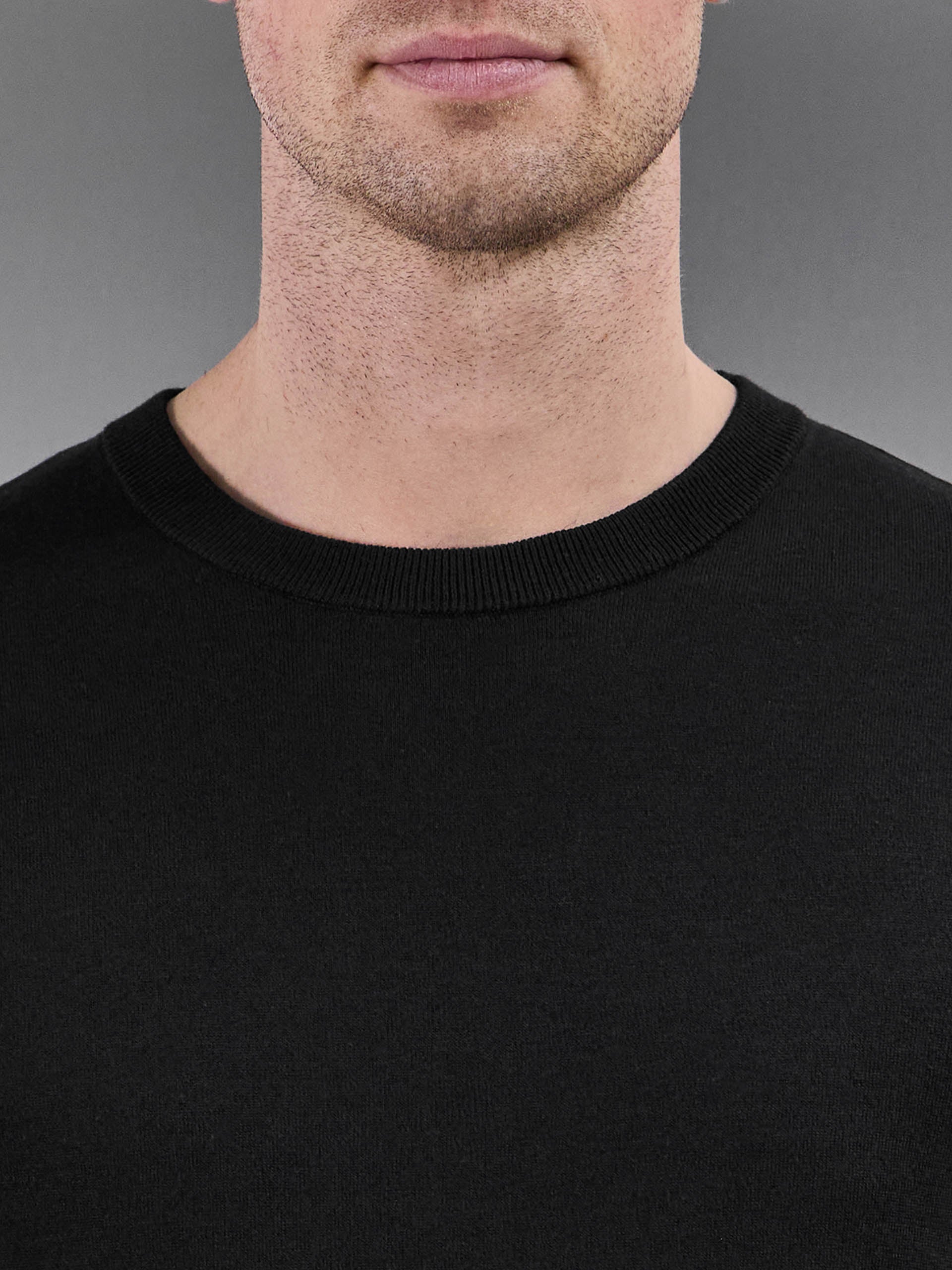 Summer Cotton Knitted T-Shirt in Black - Image 4