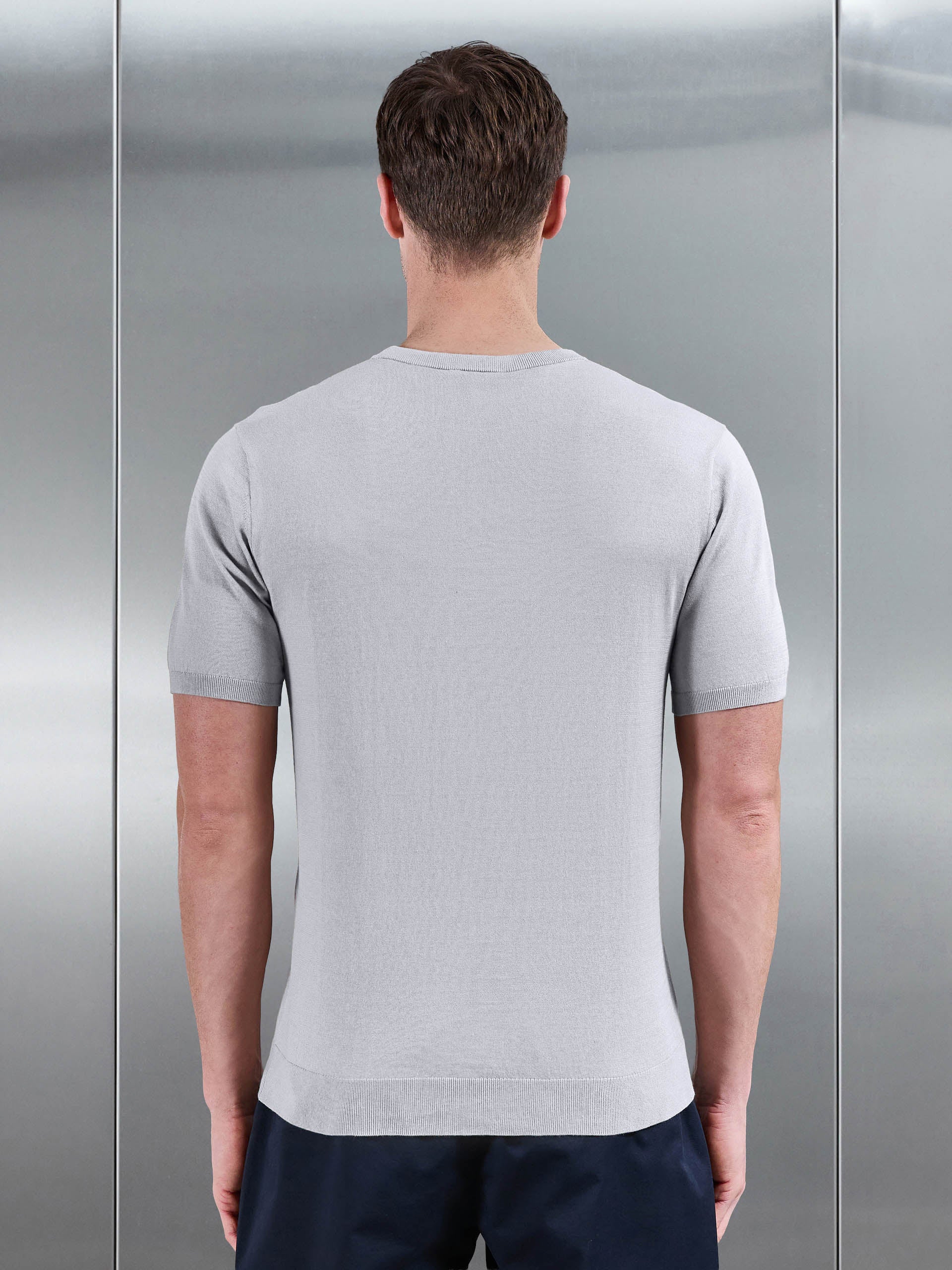 Summer Cotton Knitted T-Shirt in Stone - Image 3