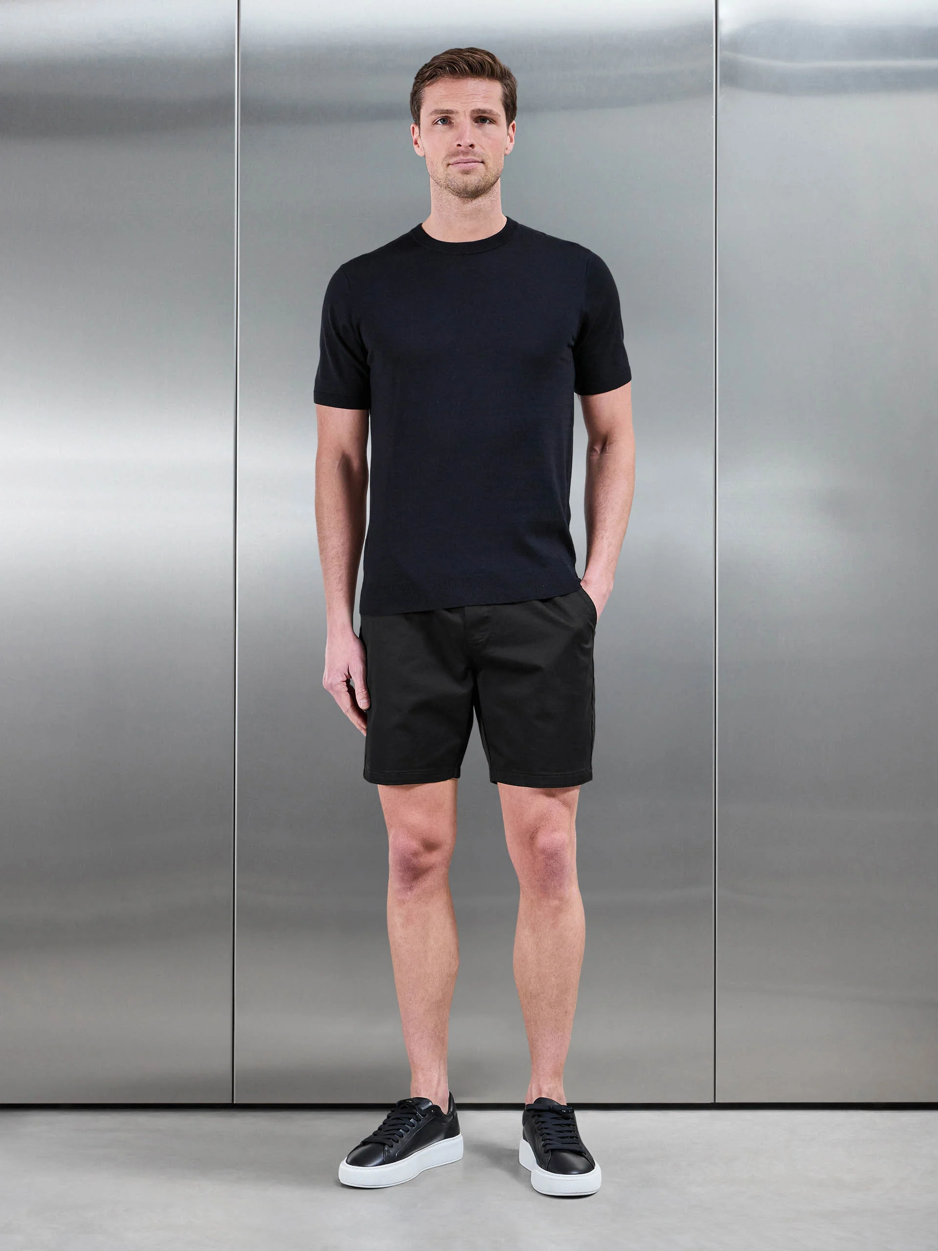 Tailored Chino Drawstring Short in Black - Image 2