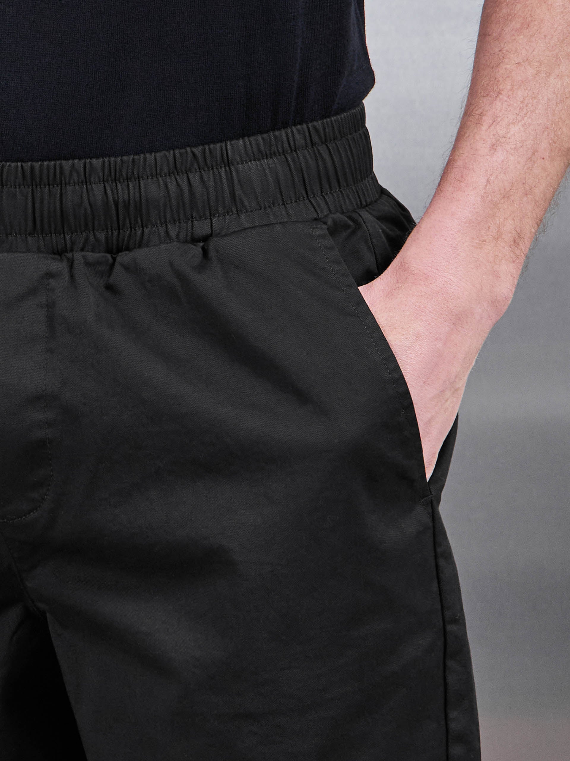 Tailored Chino Drawstring Short in Black - Image 5