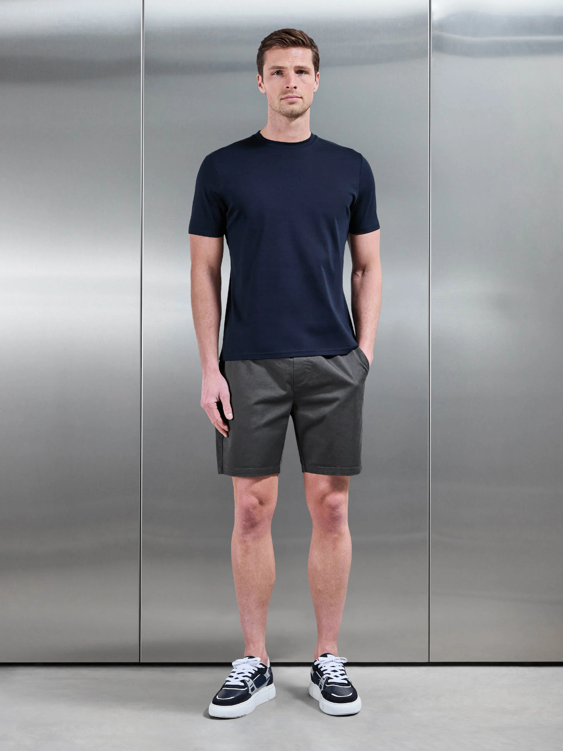Tailored Chino Drawstring Short in Grey - Image 2