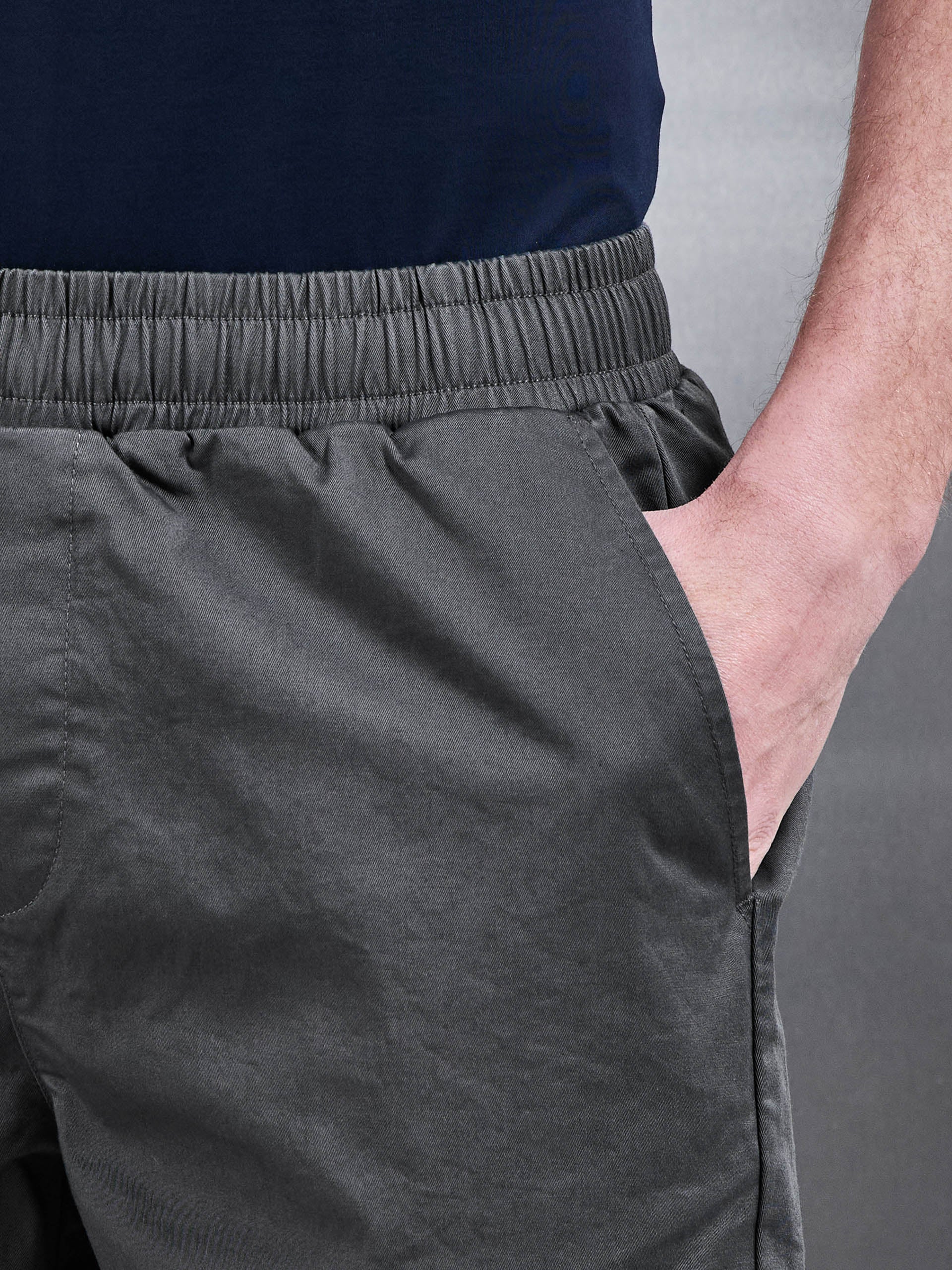 Tailored Chino Drawstring Short in Grey - Image 5