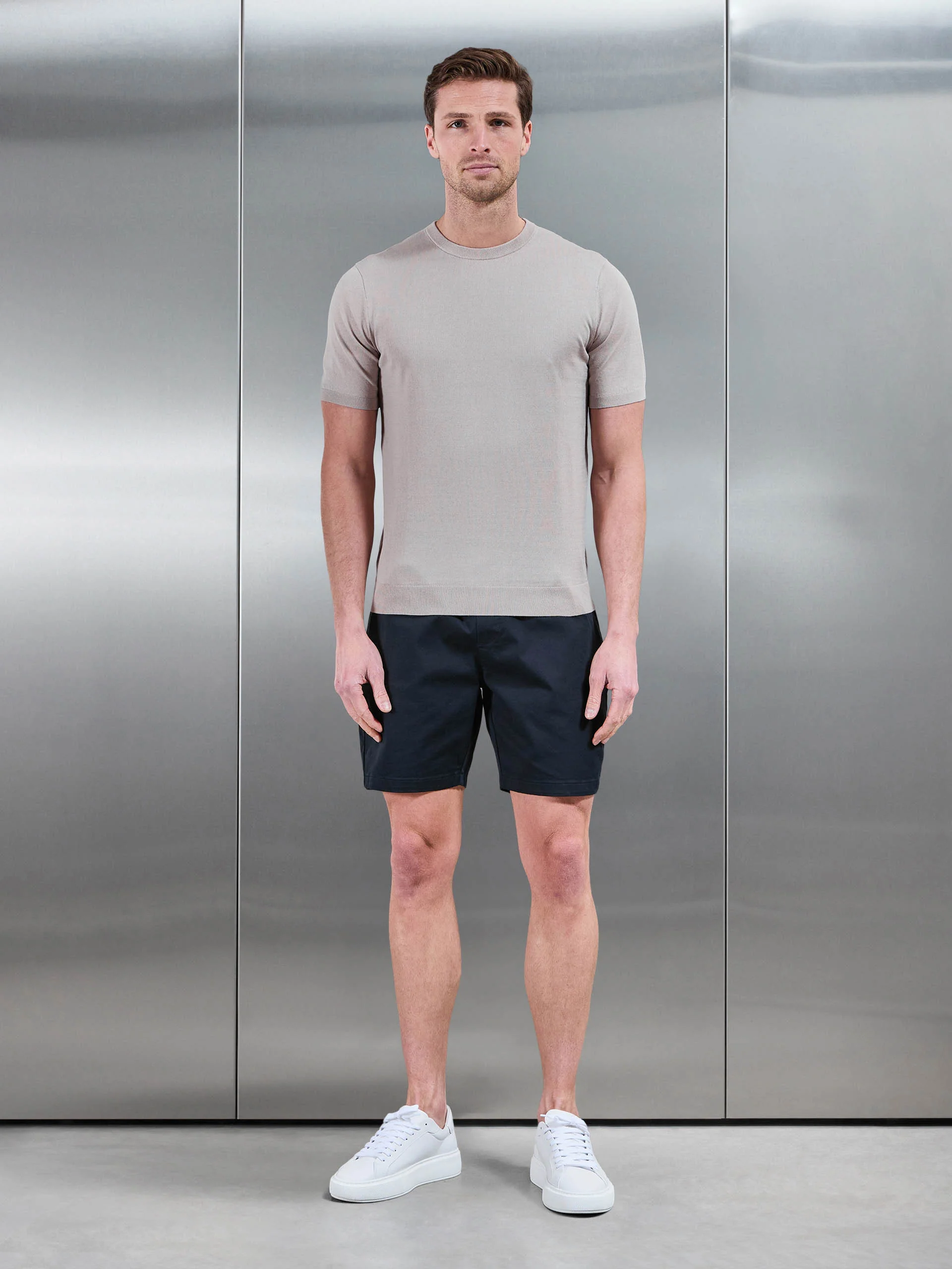 Tailored Chino Drawstring Short in Navy - Image 2