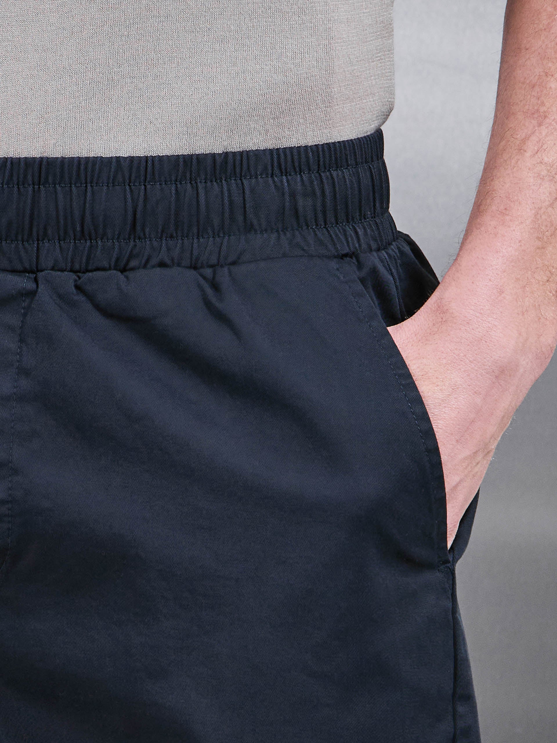 Tailored Chino Drawstring Short in Navy - Image 5