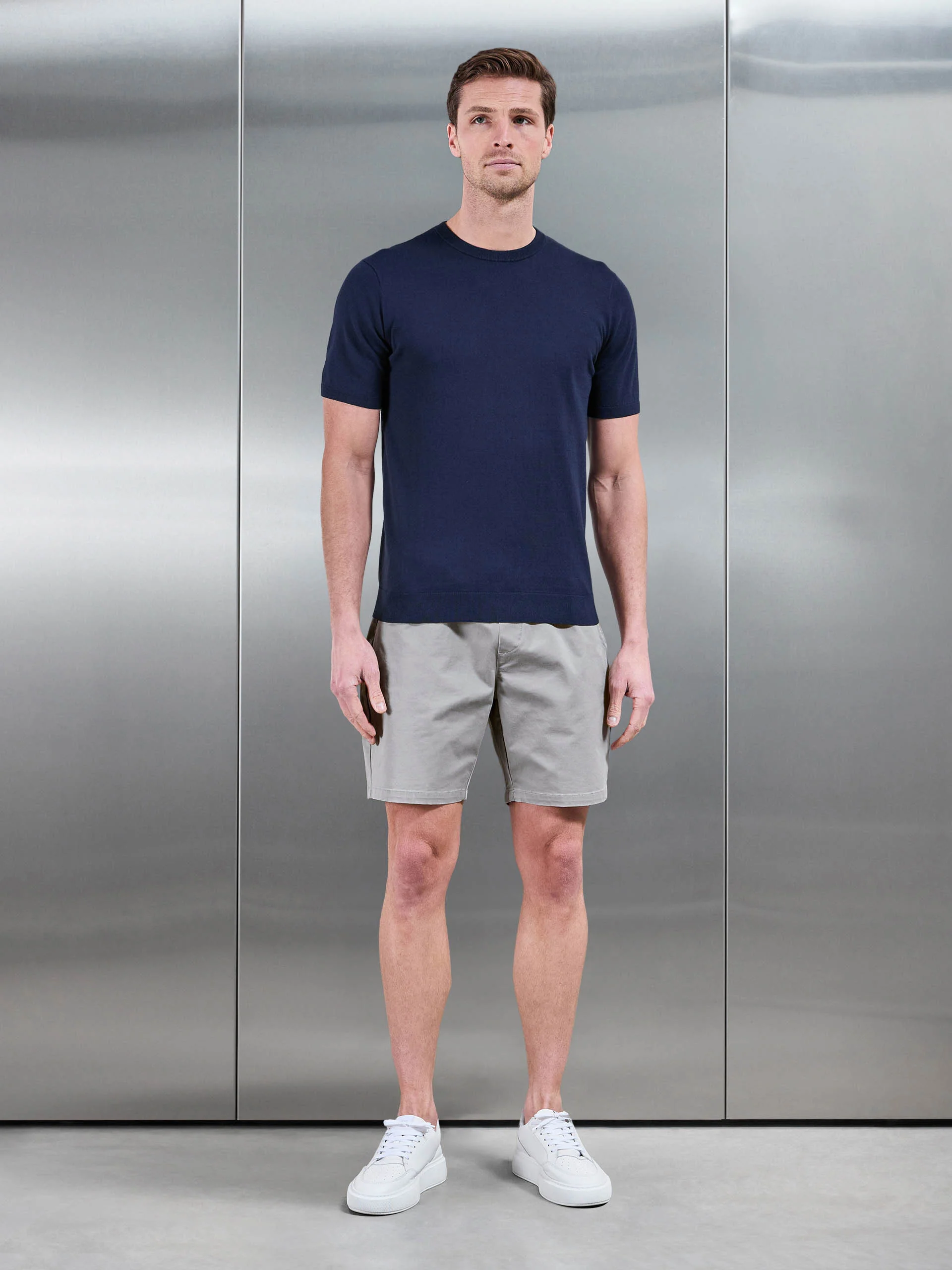 Tailored Chino Drawstring Short in Stone - Image 2