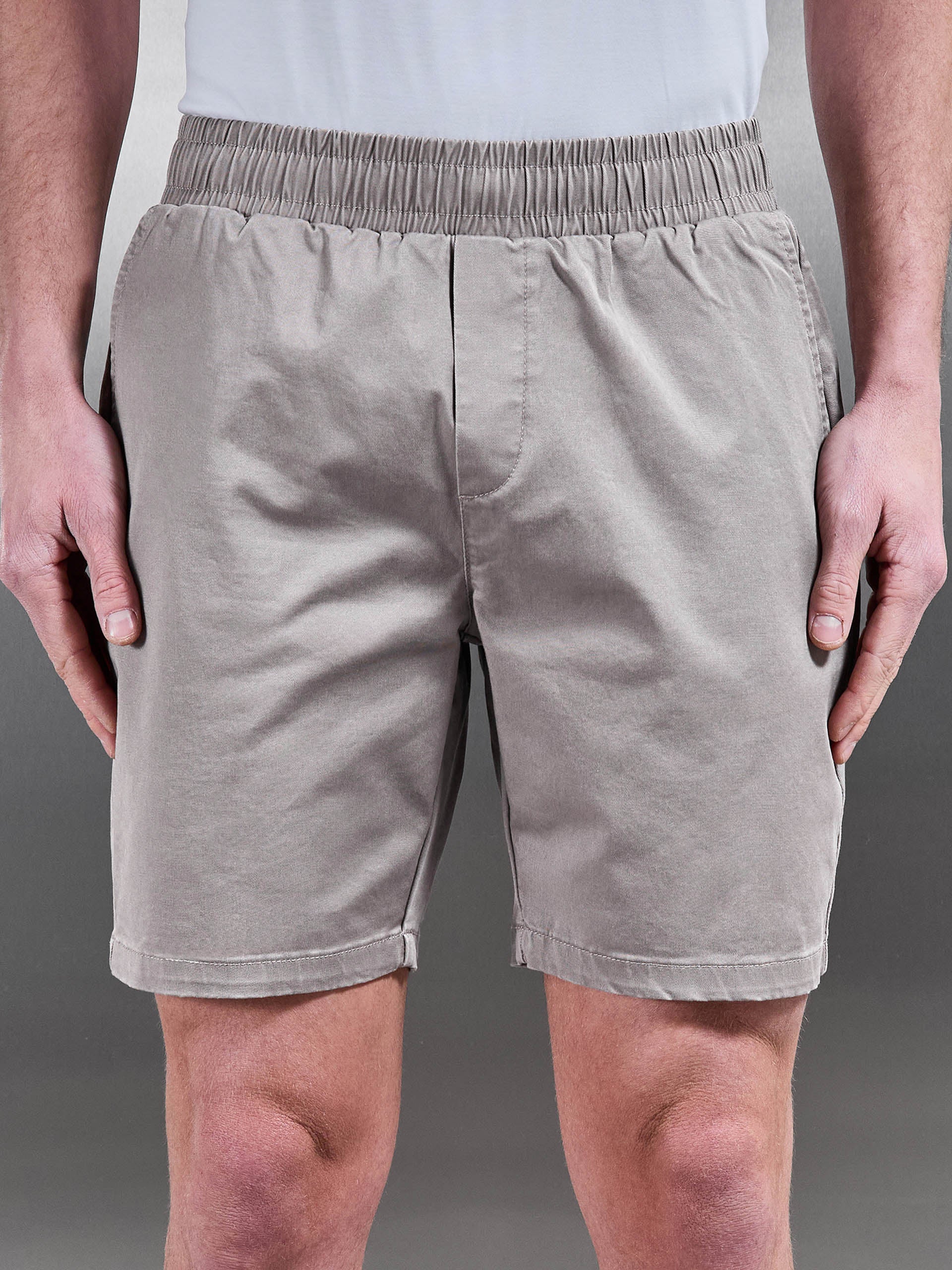 Tailored Chino Drawstring Short in Taupe - Image 4