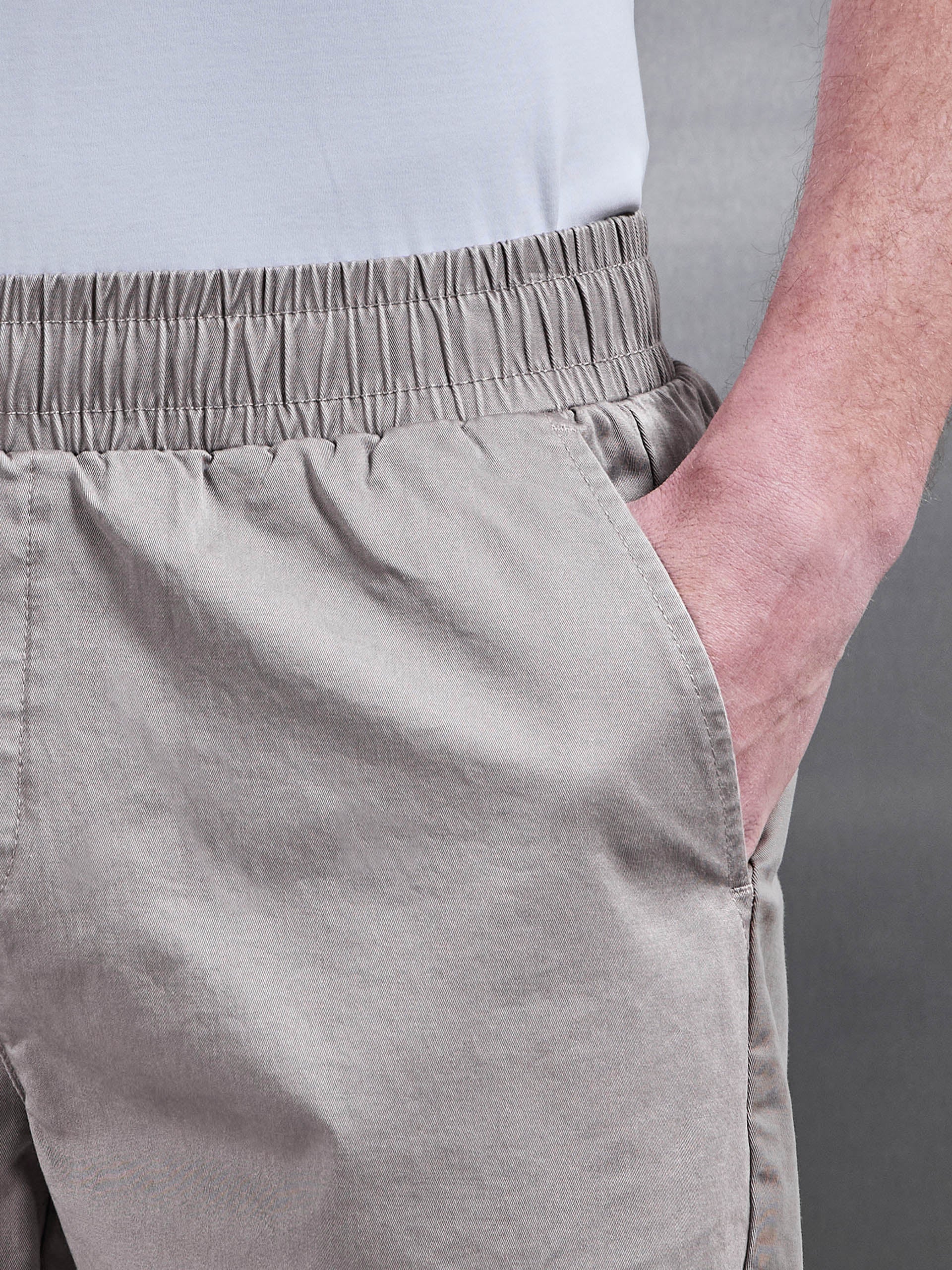 Tailored Chino Drawstring Short in Taupe - Image 5