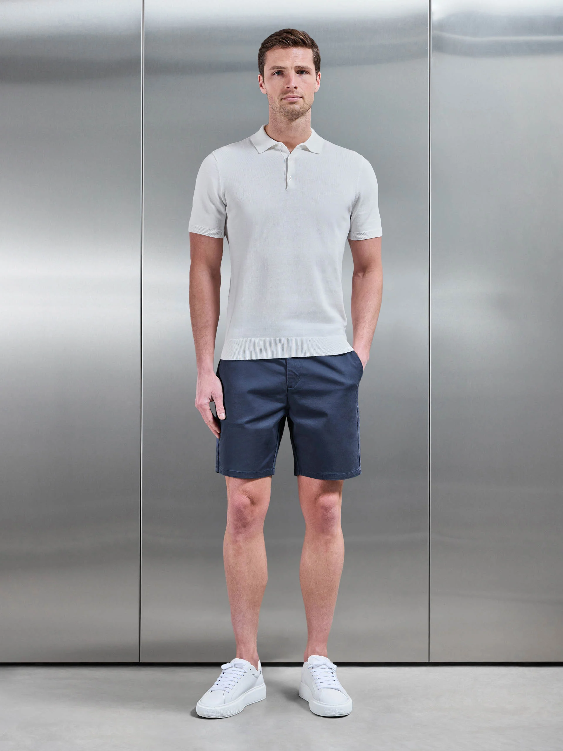Tailored Chino Short in Air Force Blue - Image 2