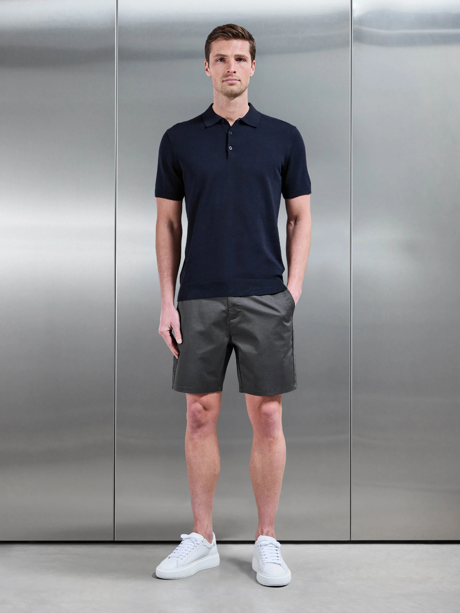 Tailored Chino Short in Grey - Image 2