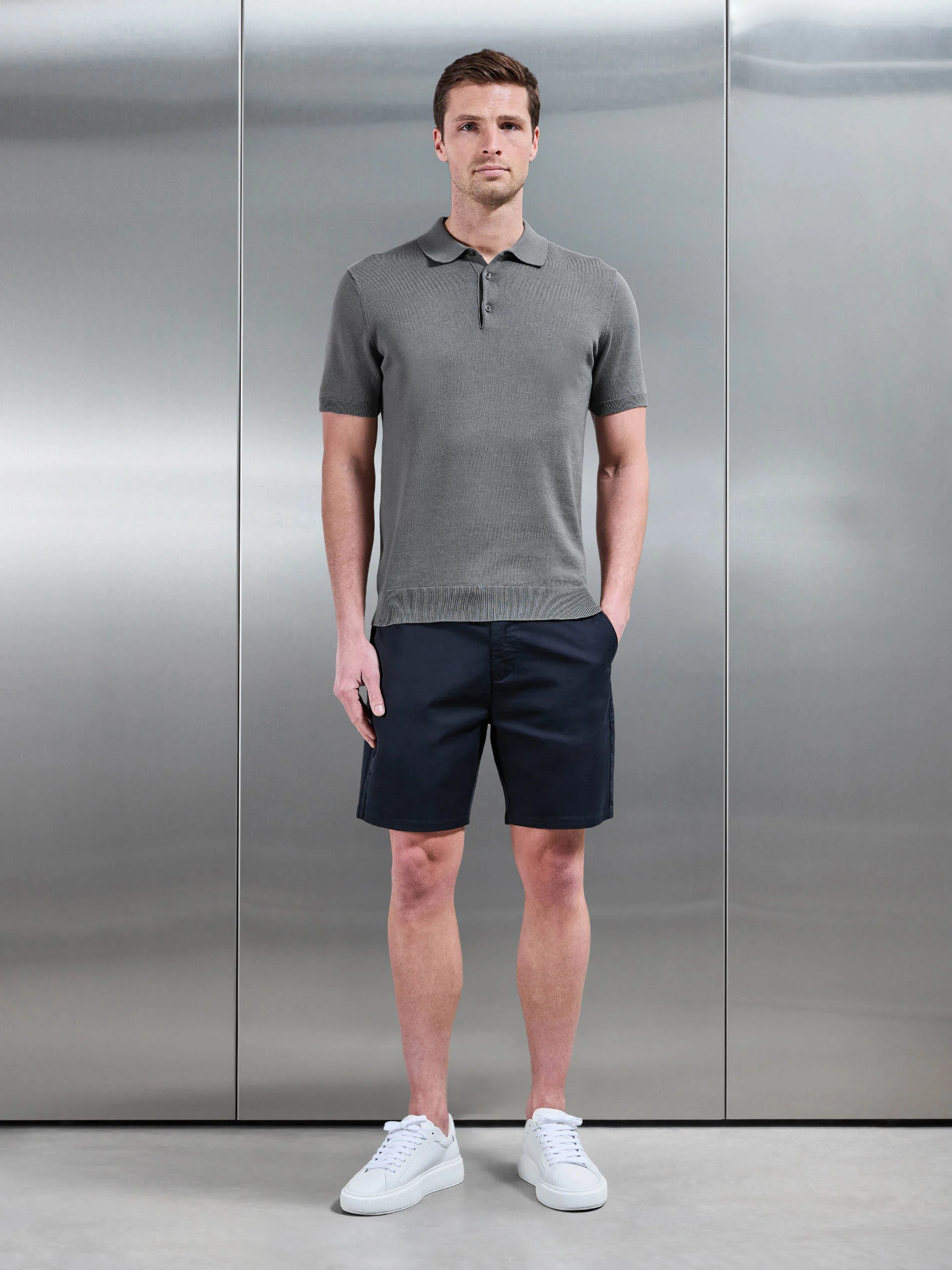 Tailored Chino Short in Navy - Image 2