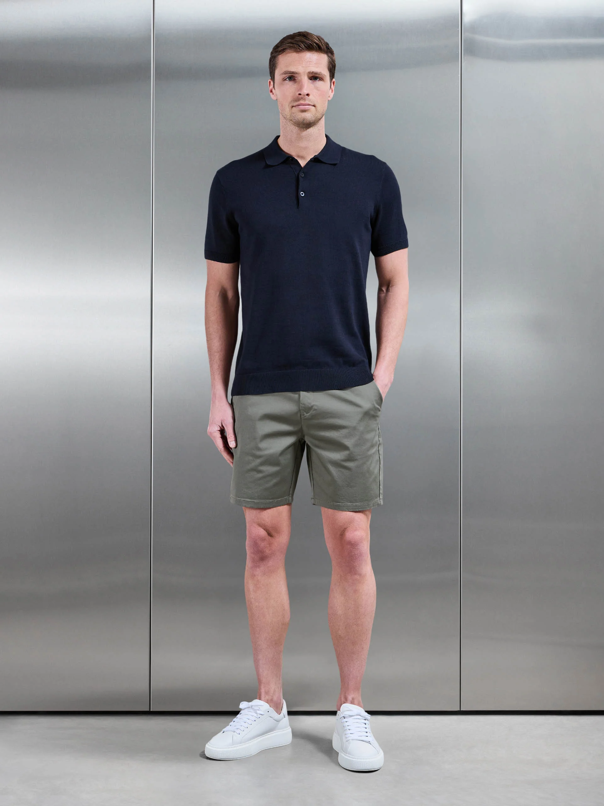 Tailored Chino Short in Olive - Image 2