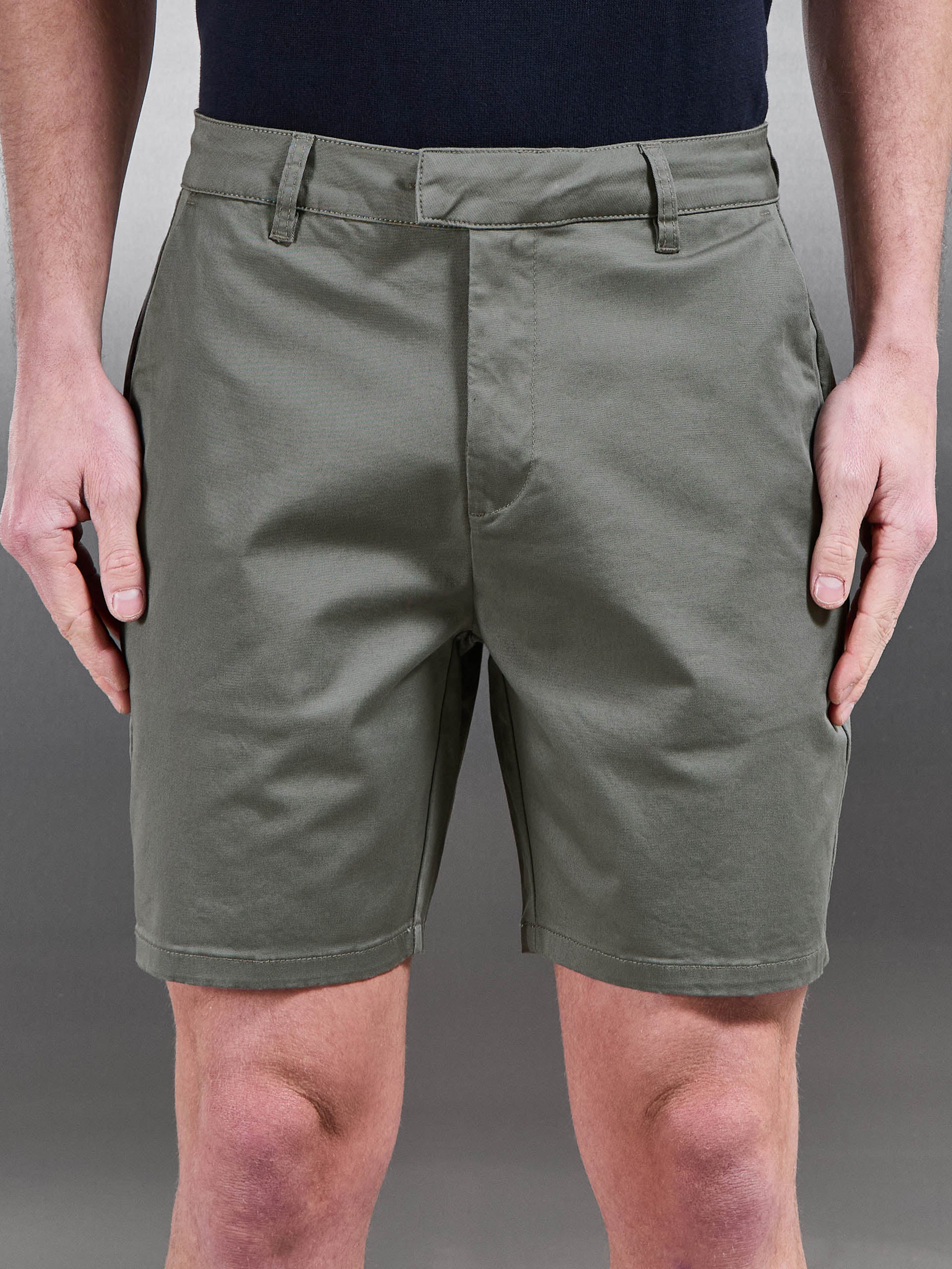 Tailored Chino Short in Olive - Image 4