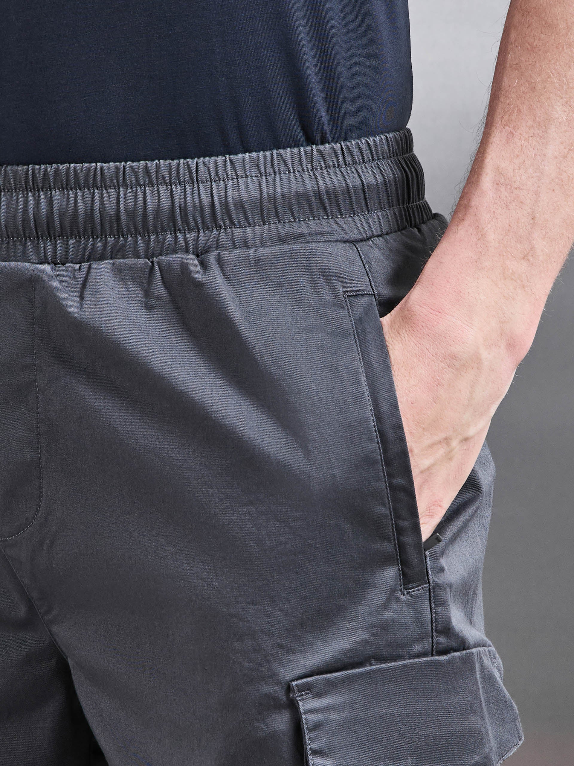 Tailored Drawstring Cargo Short in Grey - Image 6