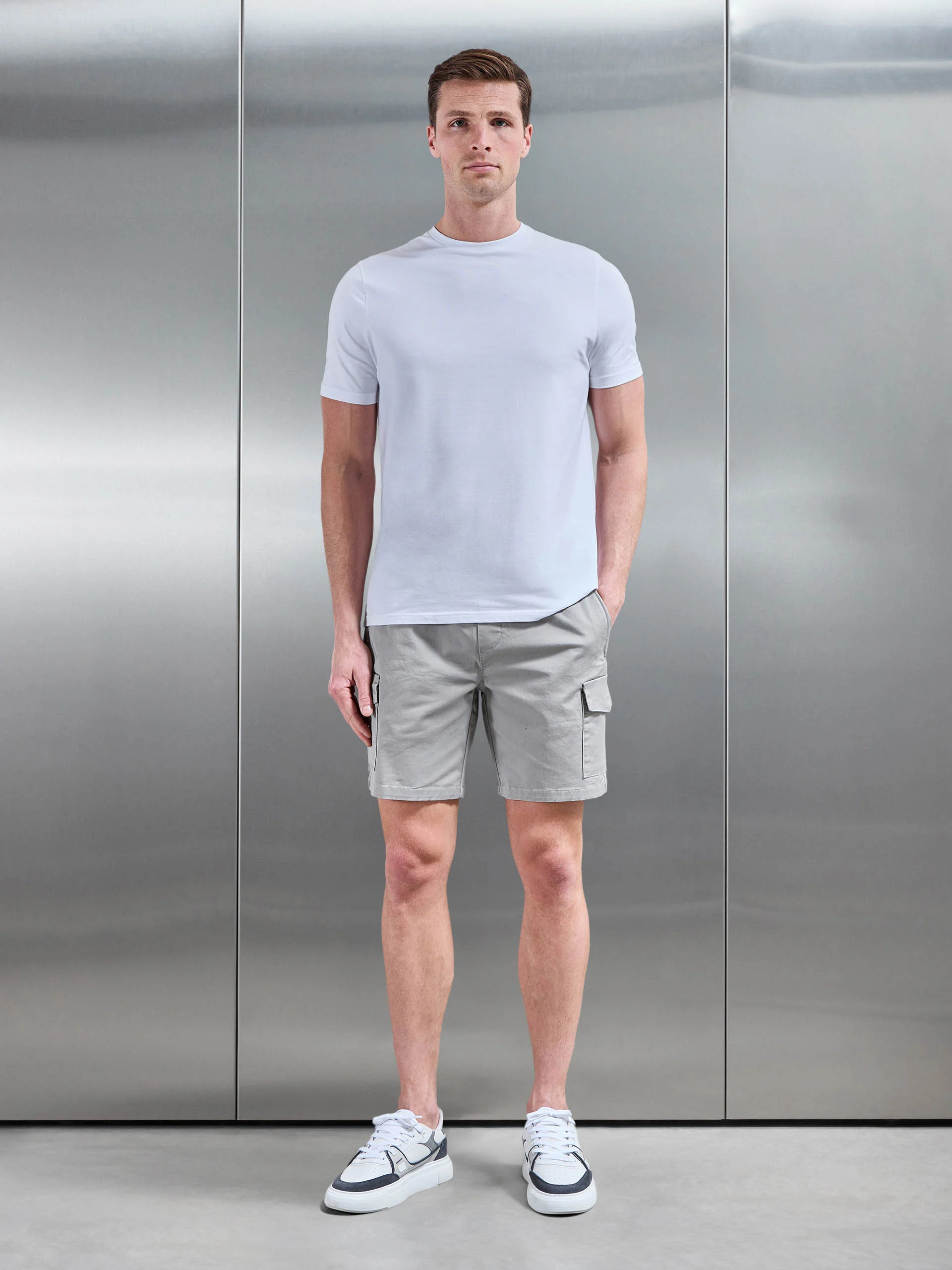 Tailored Drawstring Cargo Short in Stone - Image 2