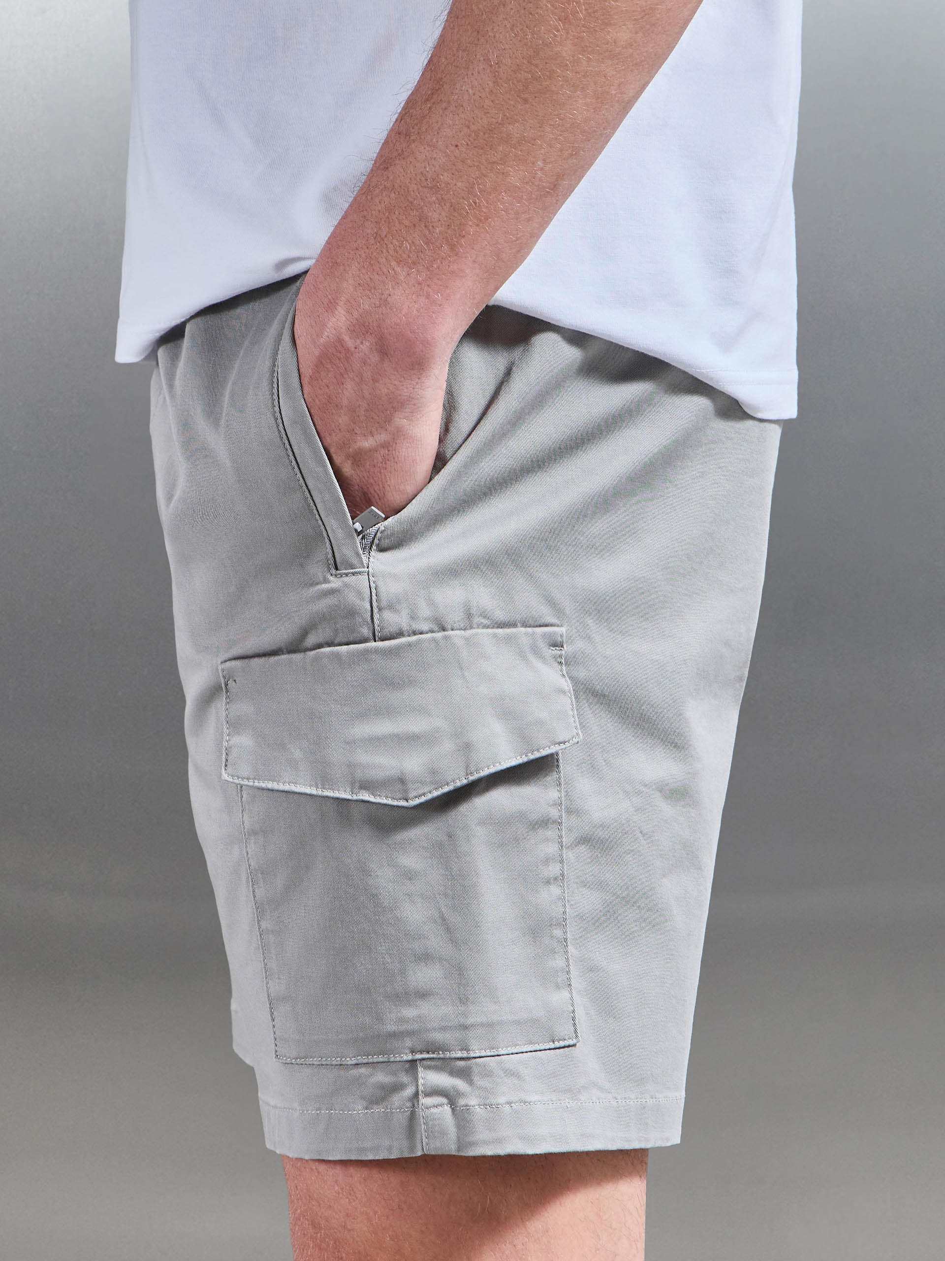 Tailored Drawstring Cargo Short in Stone - Image 5