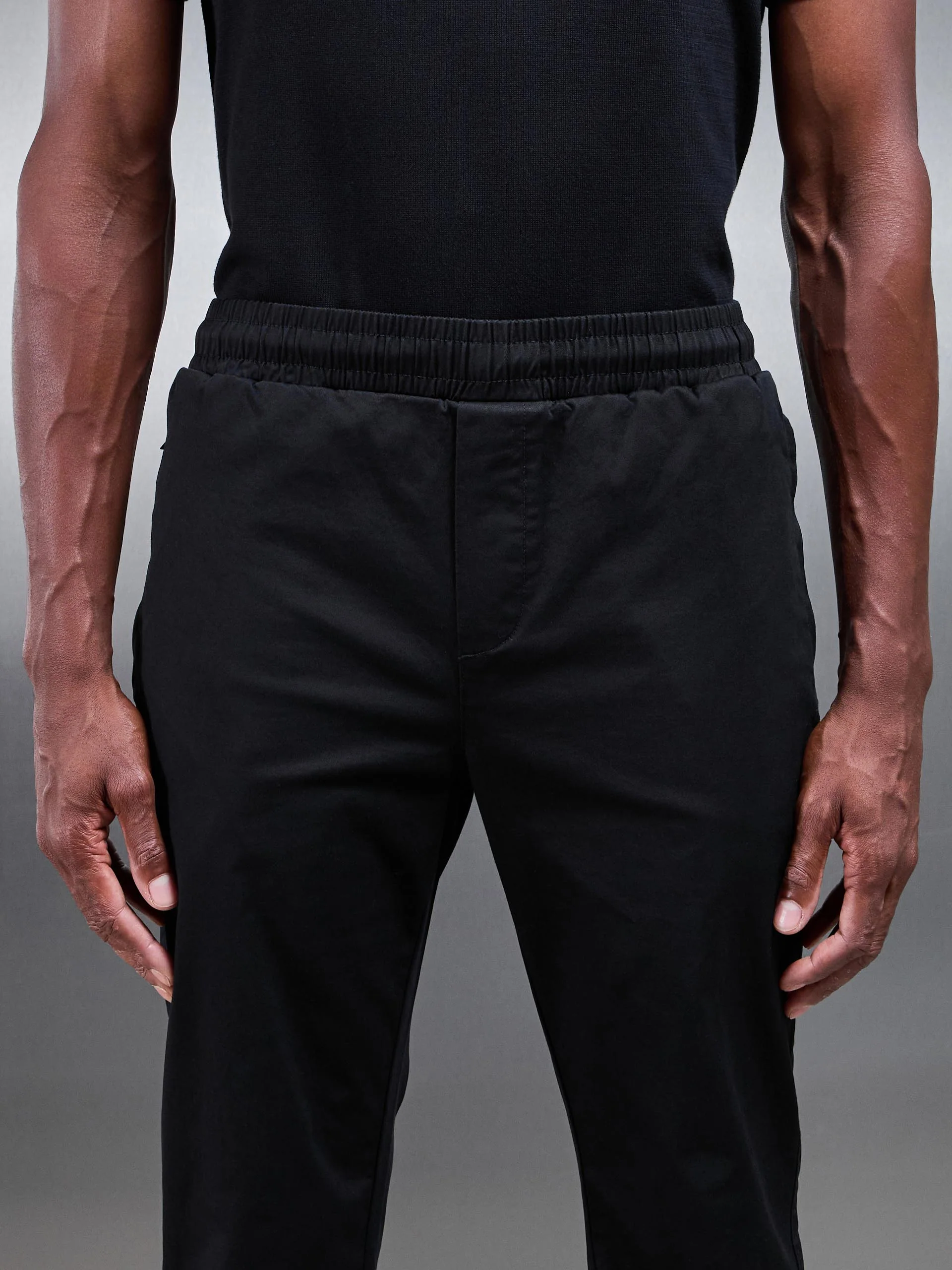 Tailored Drawstring Chino Trouser in Black - Image 4