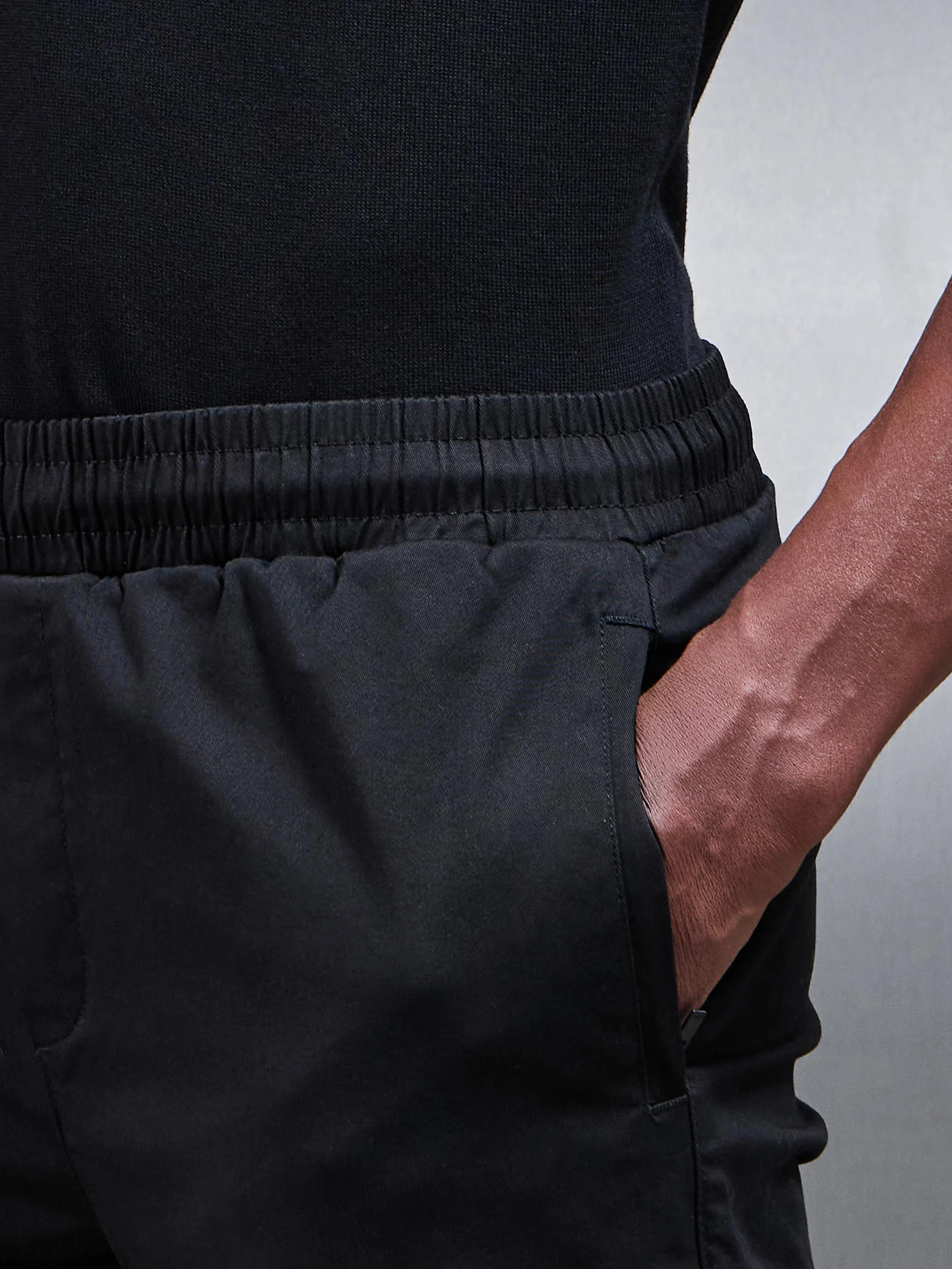 Tailored Drawstring Chino Trouser in Black - Image 5