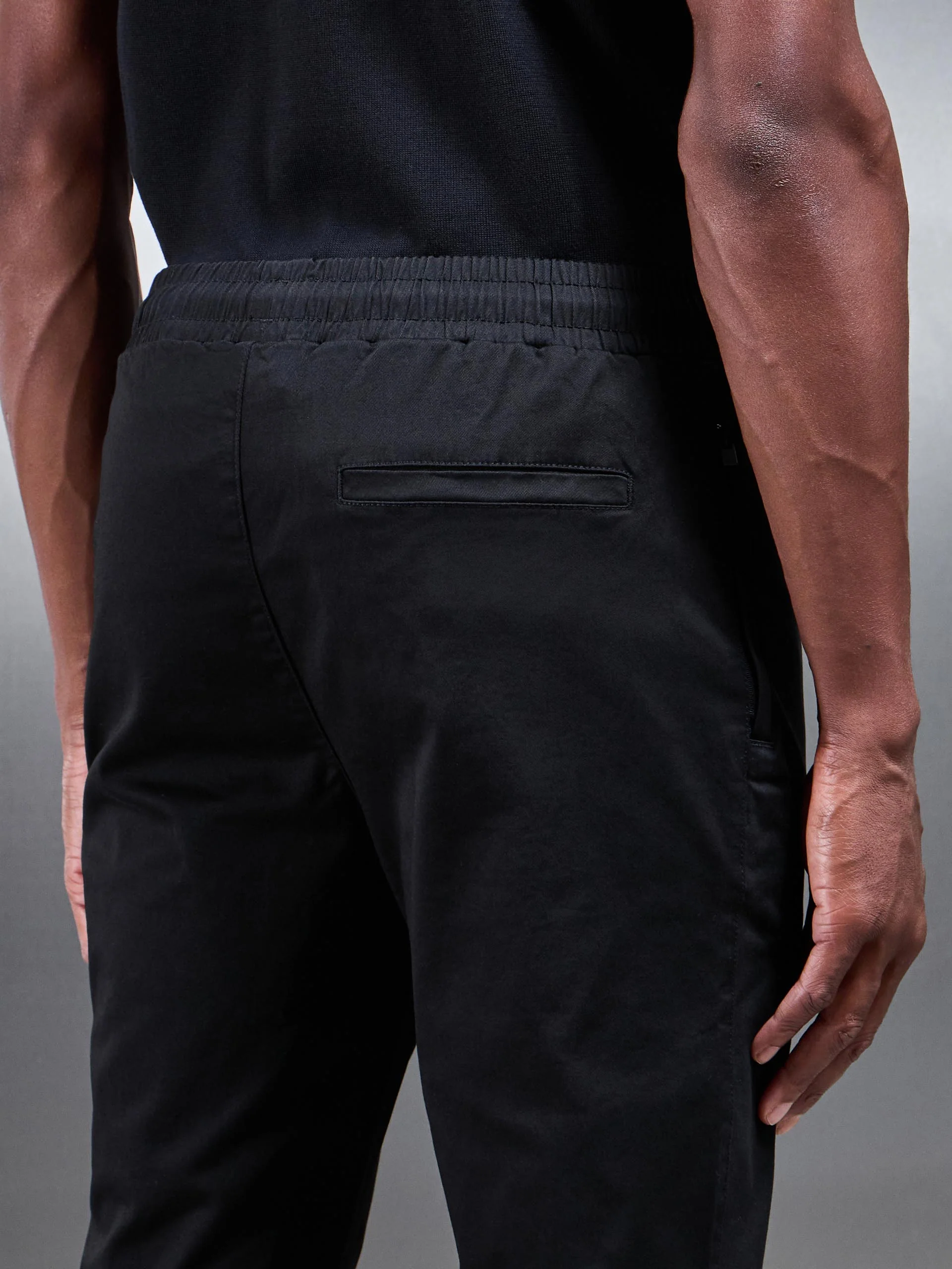 Tailored Drawstring Chino Trouser in Black - Image 6