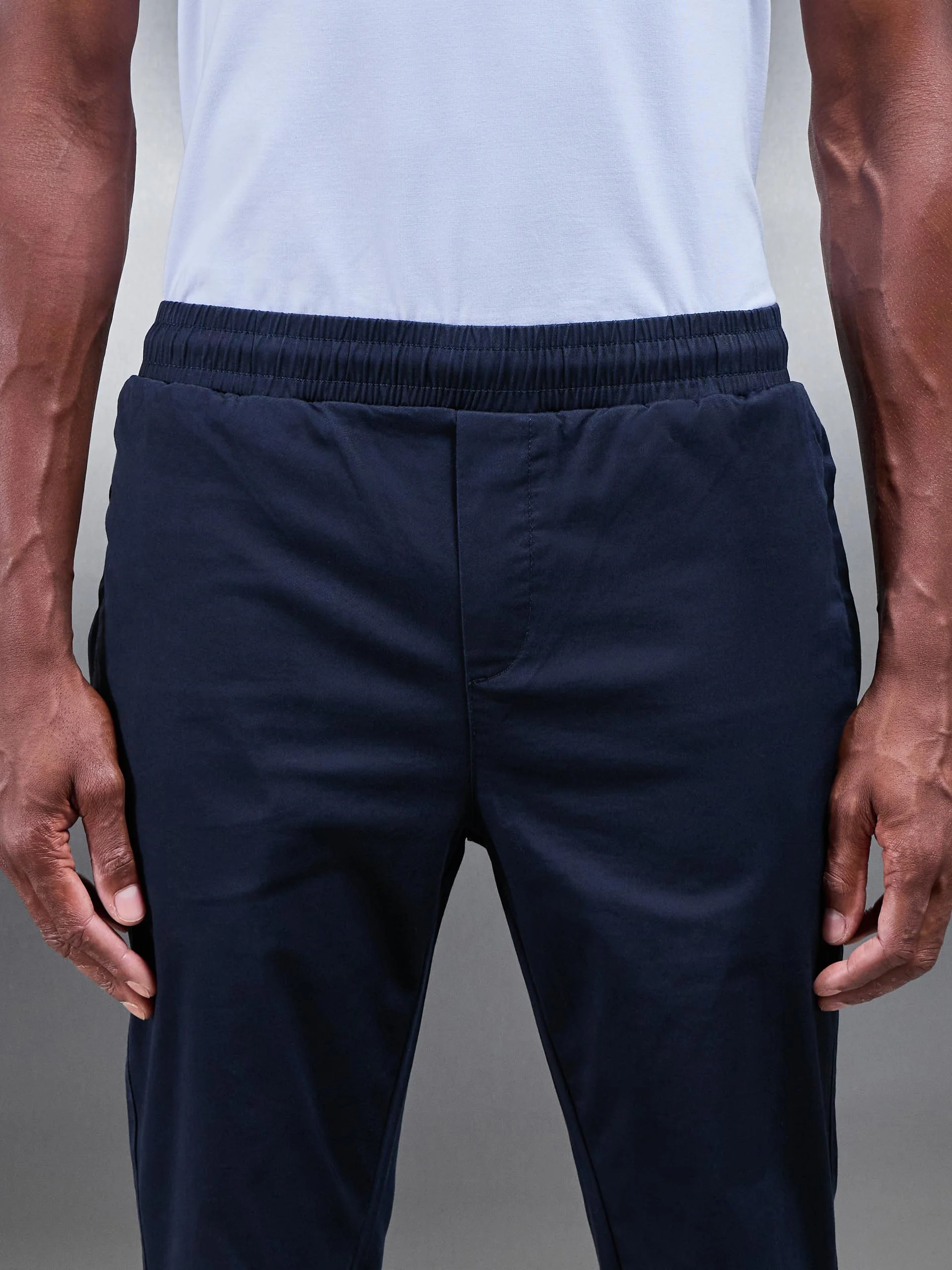 Tailored Drawstring Chino Trouser in Navy - Image 4