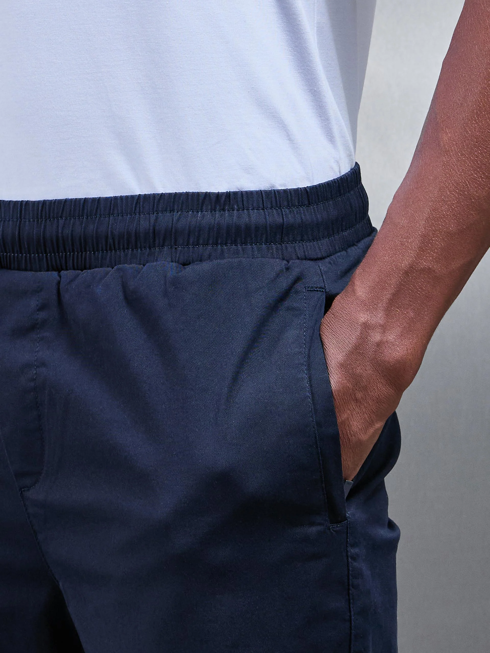 Tailored Drawstring Chino Trouser in Navy - Image 5