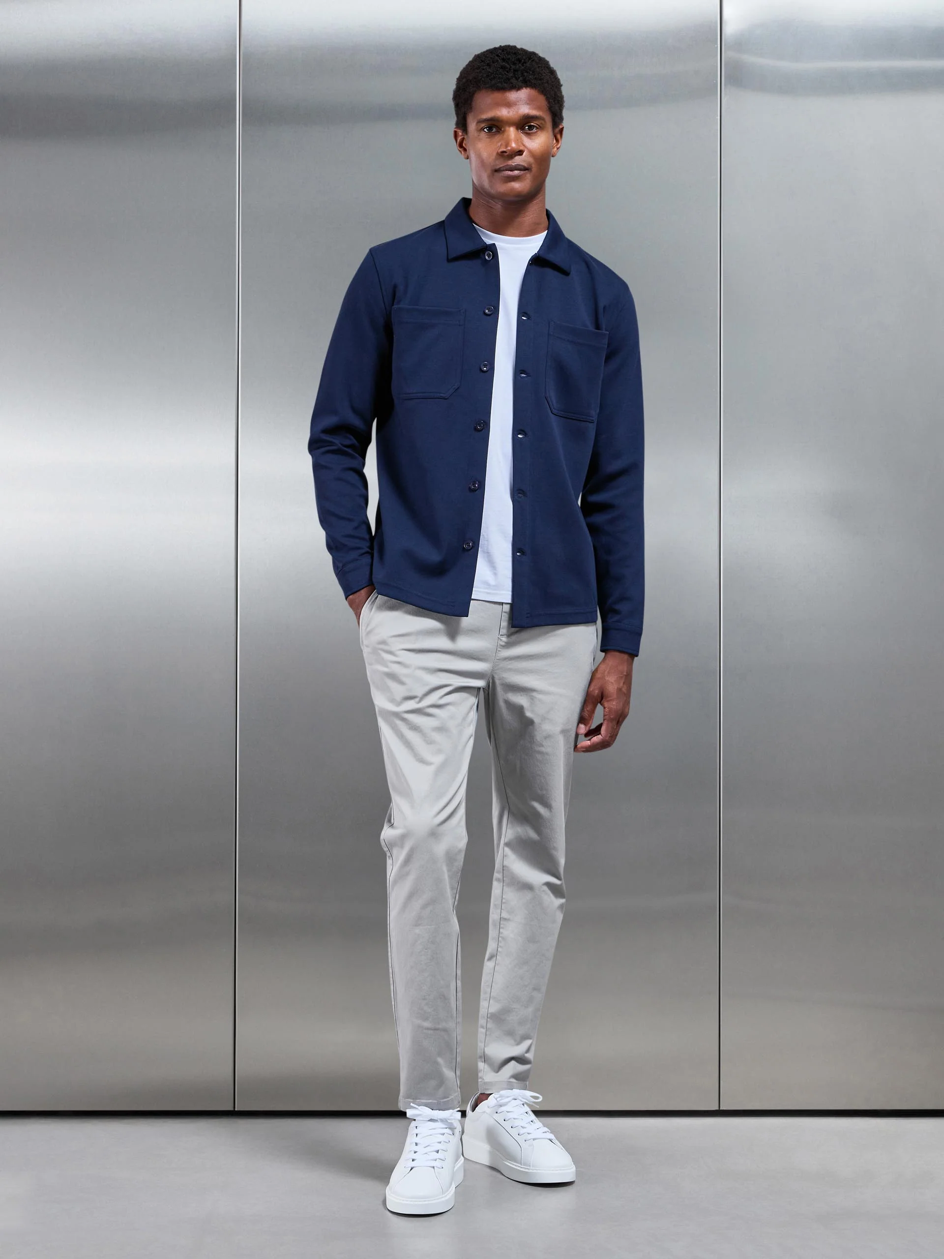 Tailored Drawstring Chino Trouser in Stone - Image 2