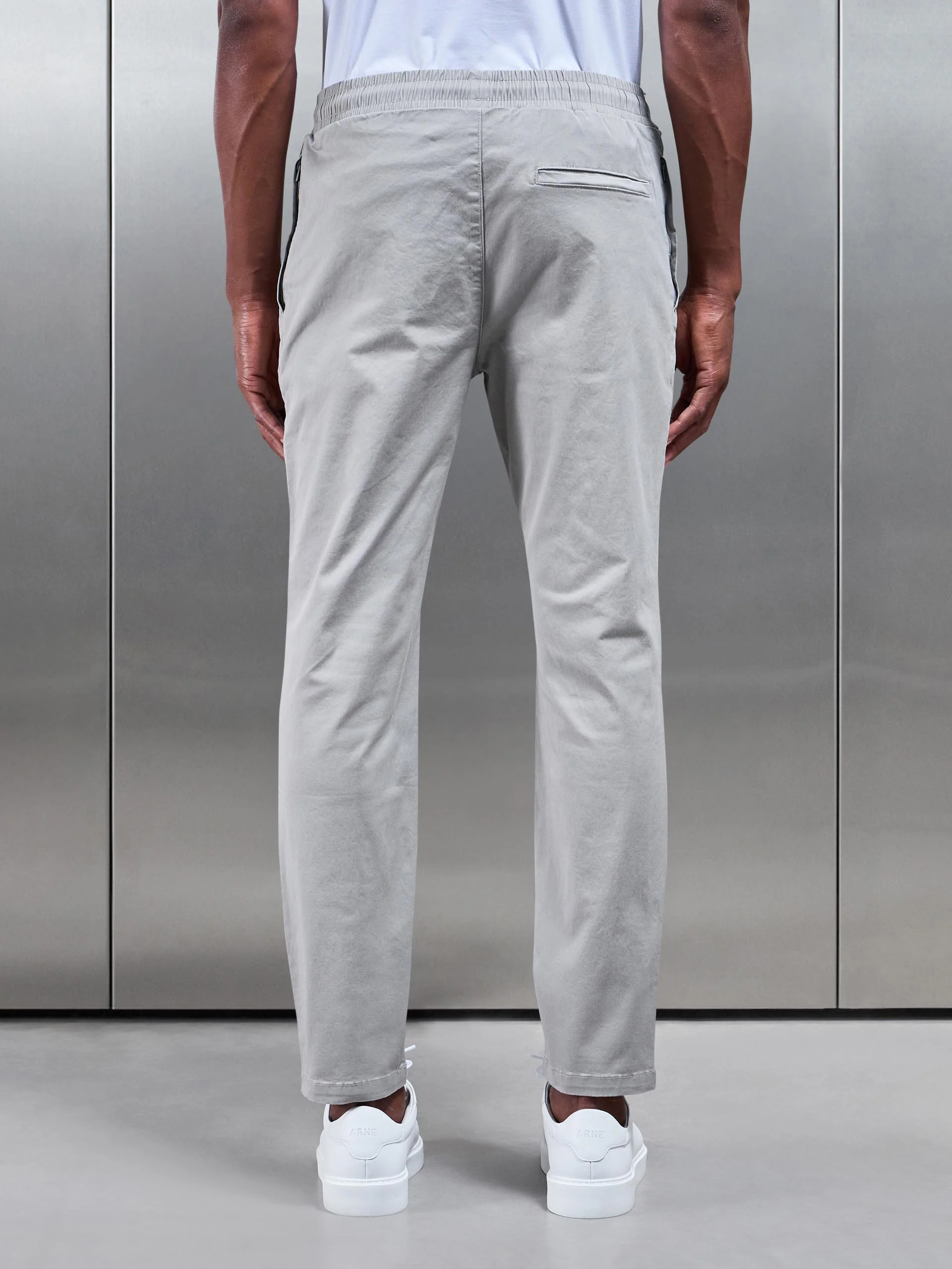 Tailored Drawstring Chino Trouser in Stone - Image 3
