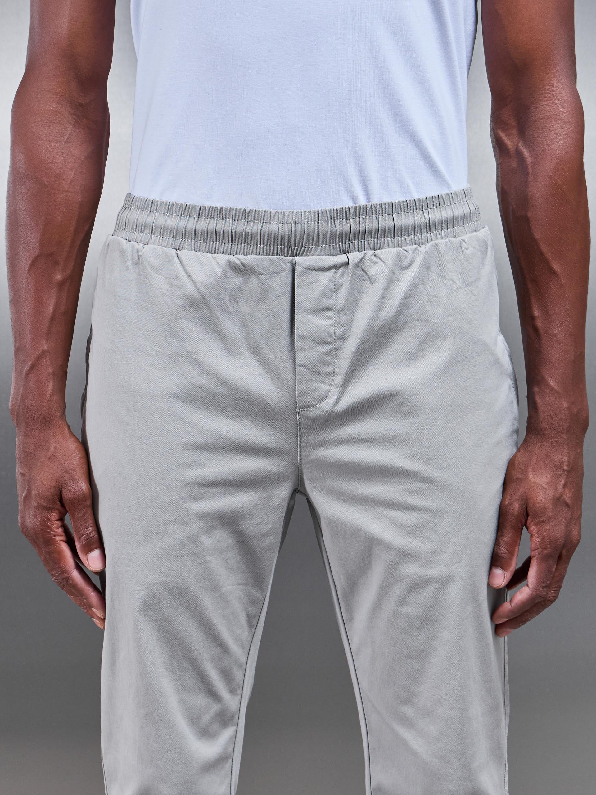 Tailored Drawstring Chino Trouser in Stone - Image 4