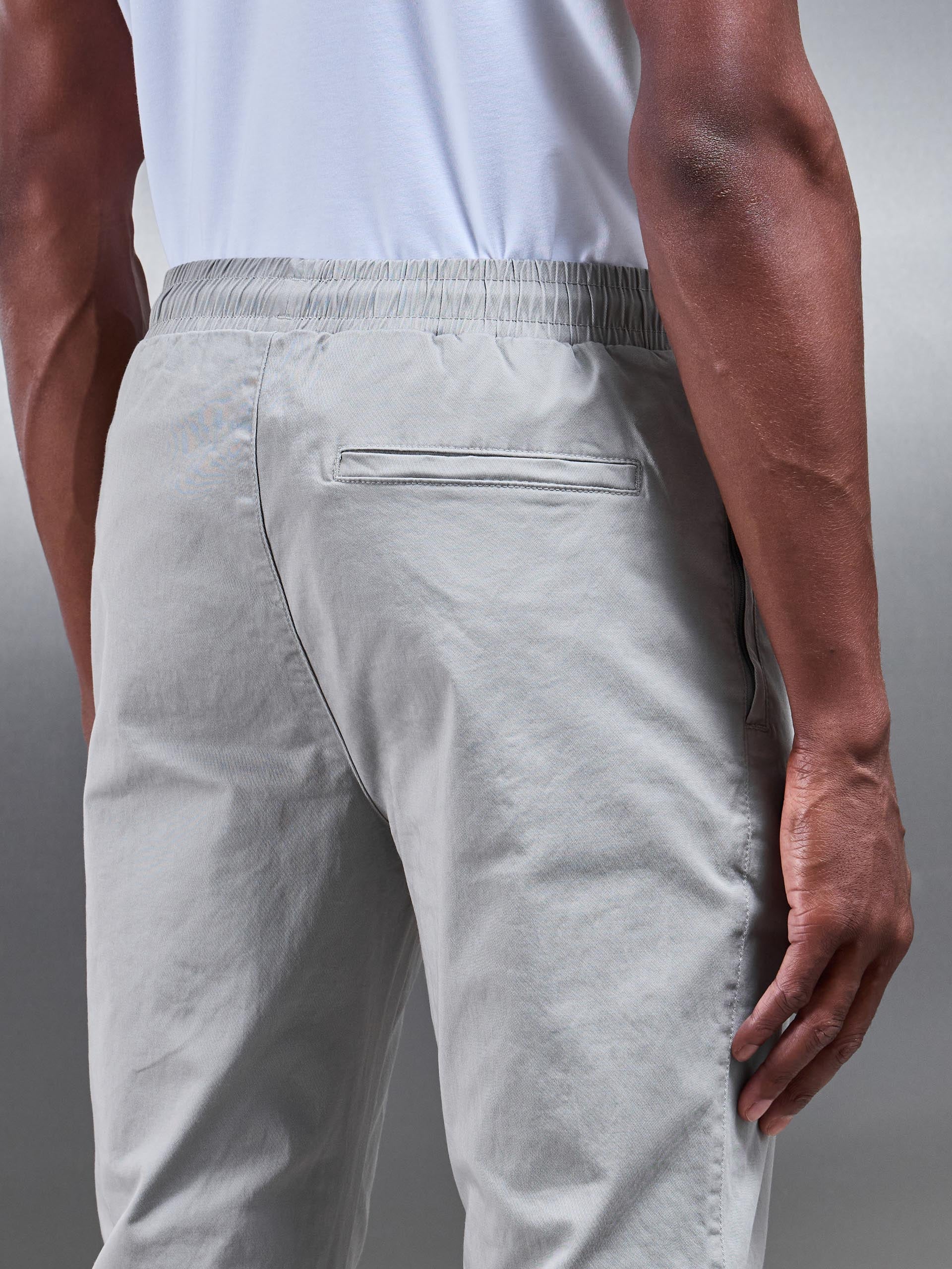 Tailored Drawstring Chino Trouser in Stone - Image 6