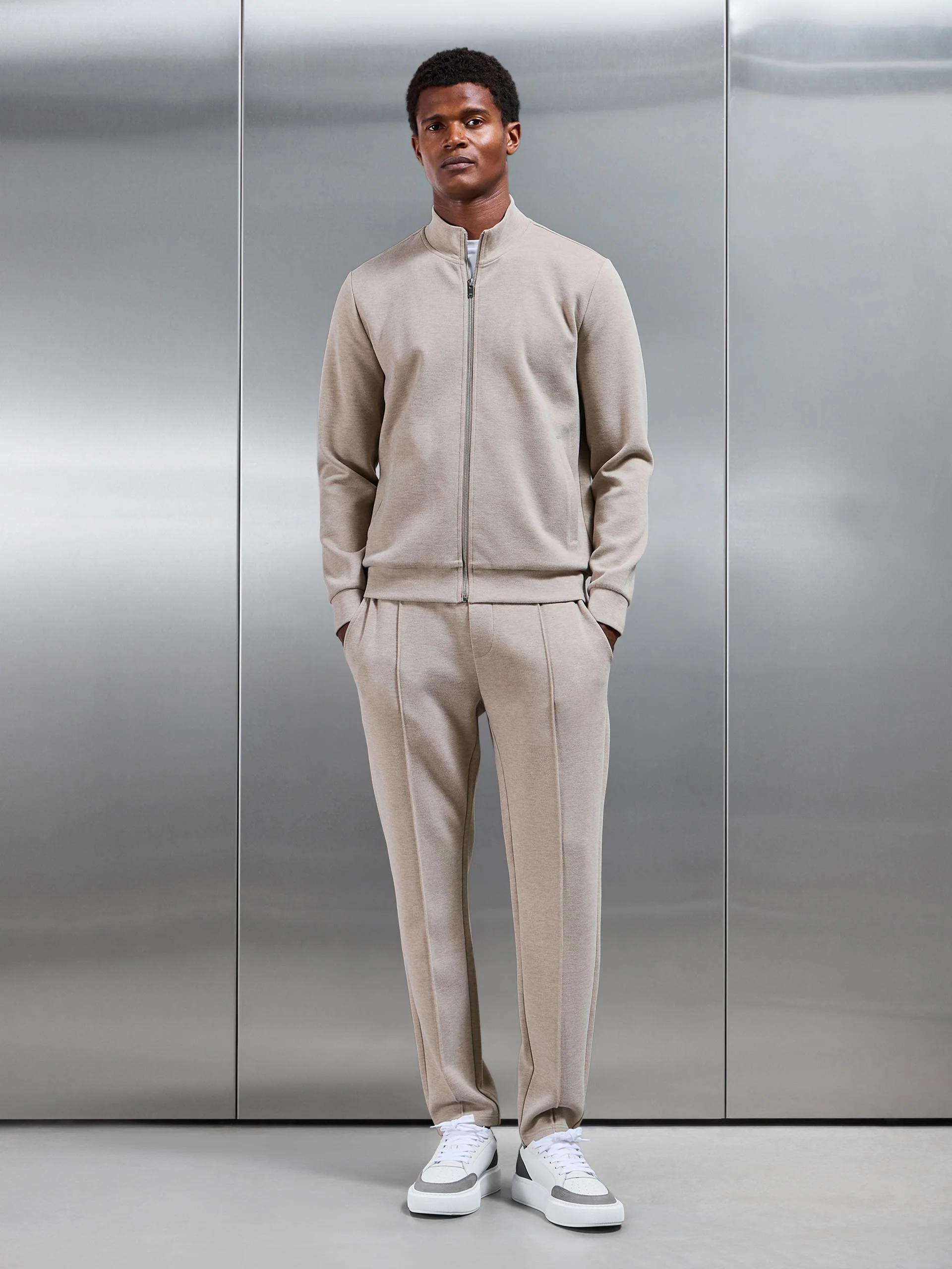 Tailored Knitted Jogger in Stone - Image 2