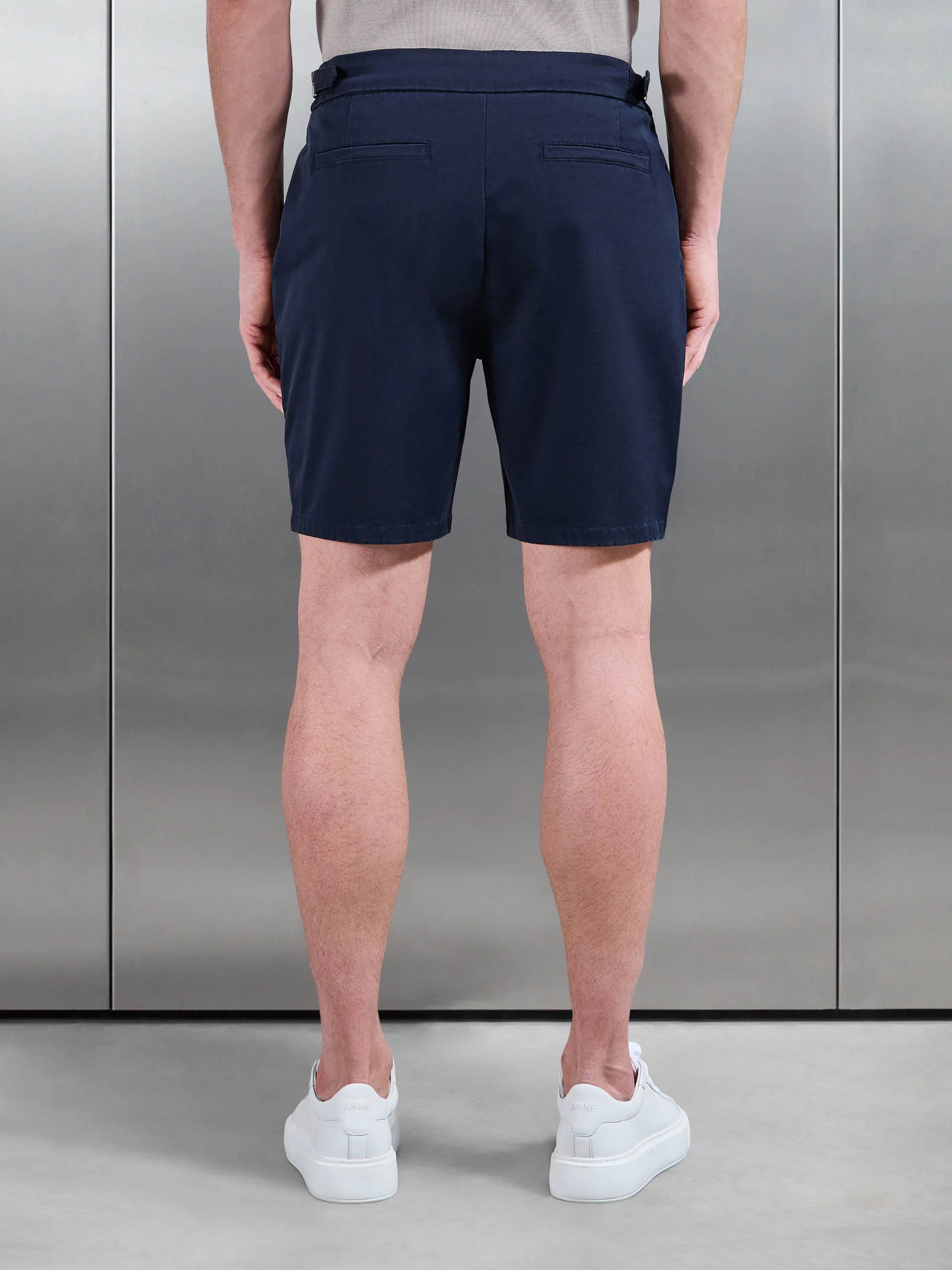 Tailored Side Adjuster Chino Short in Navy - Image 3