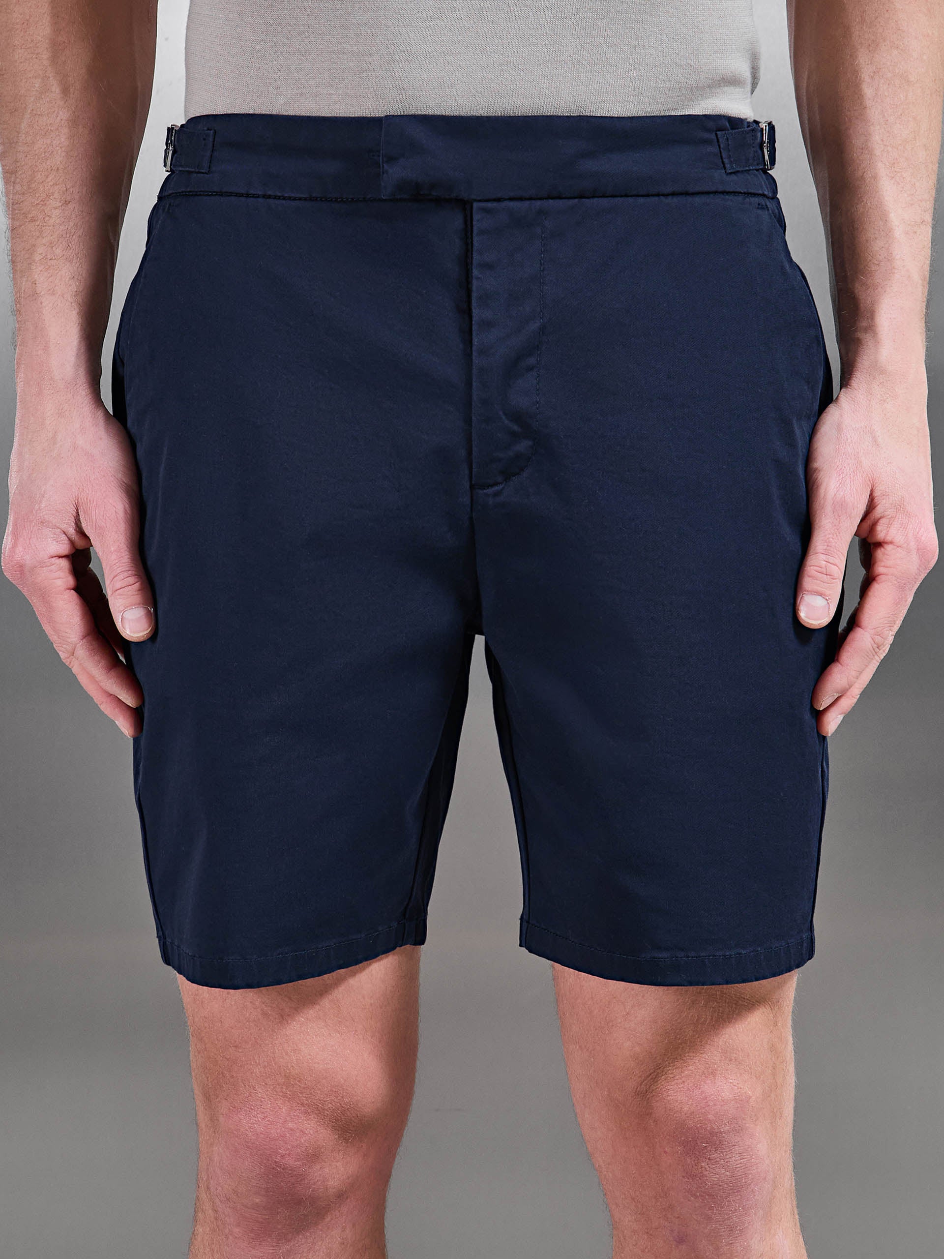 Tailored Side Adjuster Chino Short in Navy - Image 4