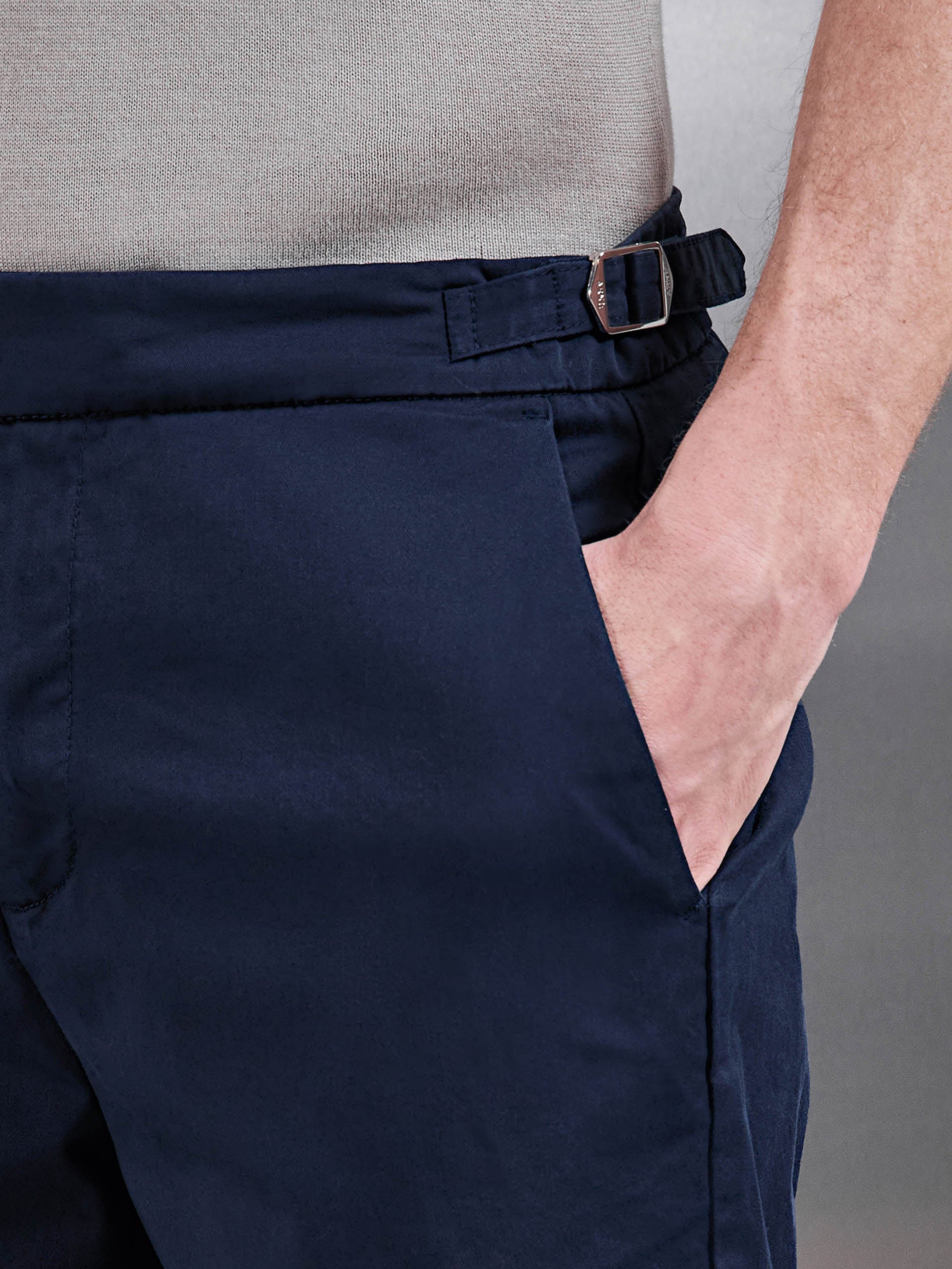 Tailored Side Adjuster Chino Short in Navy - Image 5