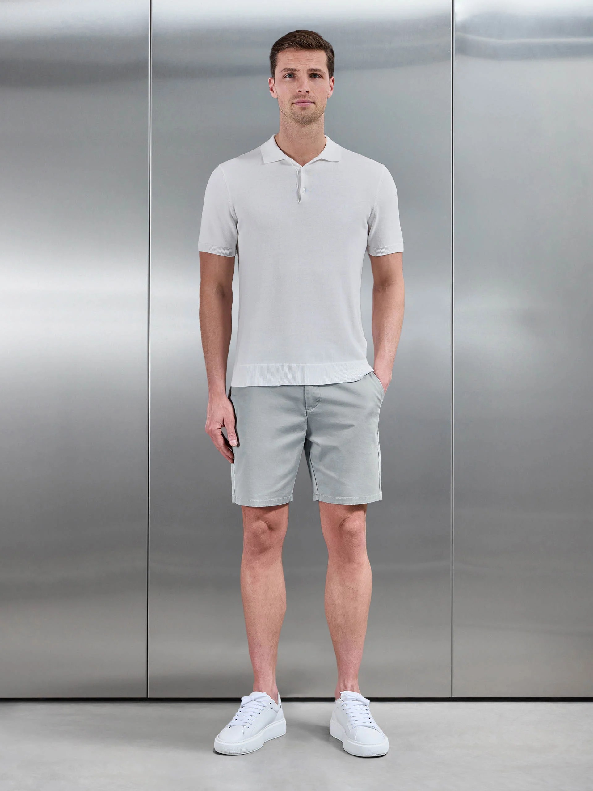 Tailored Side Adjuster Chino Short in Stone - Image 2