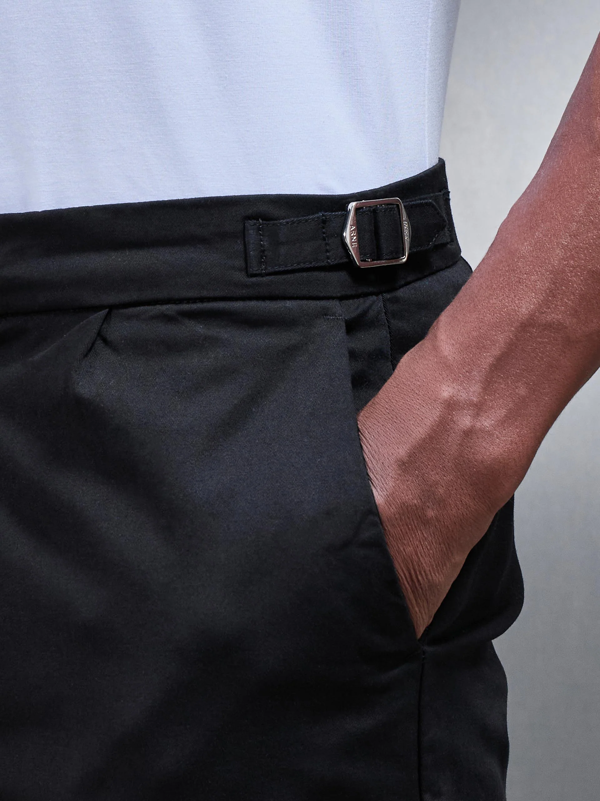 Tailored Side Adjuster Chino Trouser in Black - Image 5