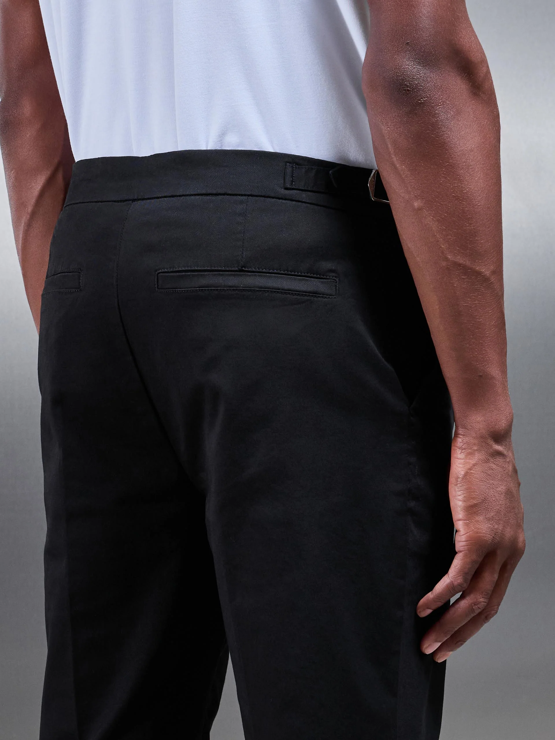 Tailored Side Adjuster Chino Trouser in Black - Image 6