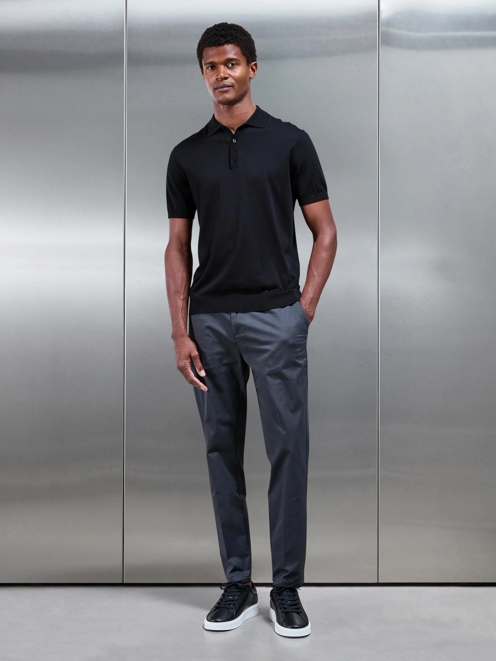 Tailored Side Adjuster Chino Trouser in Grey - Image 2