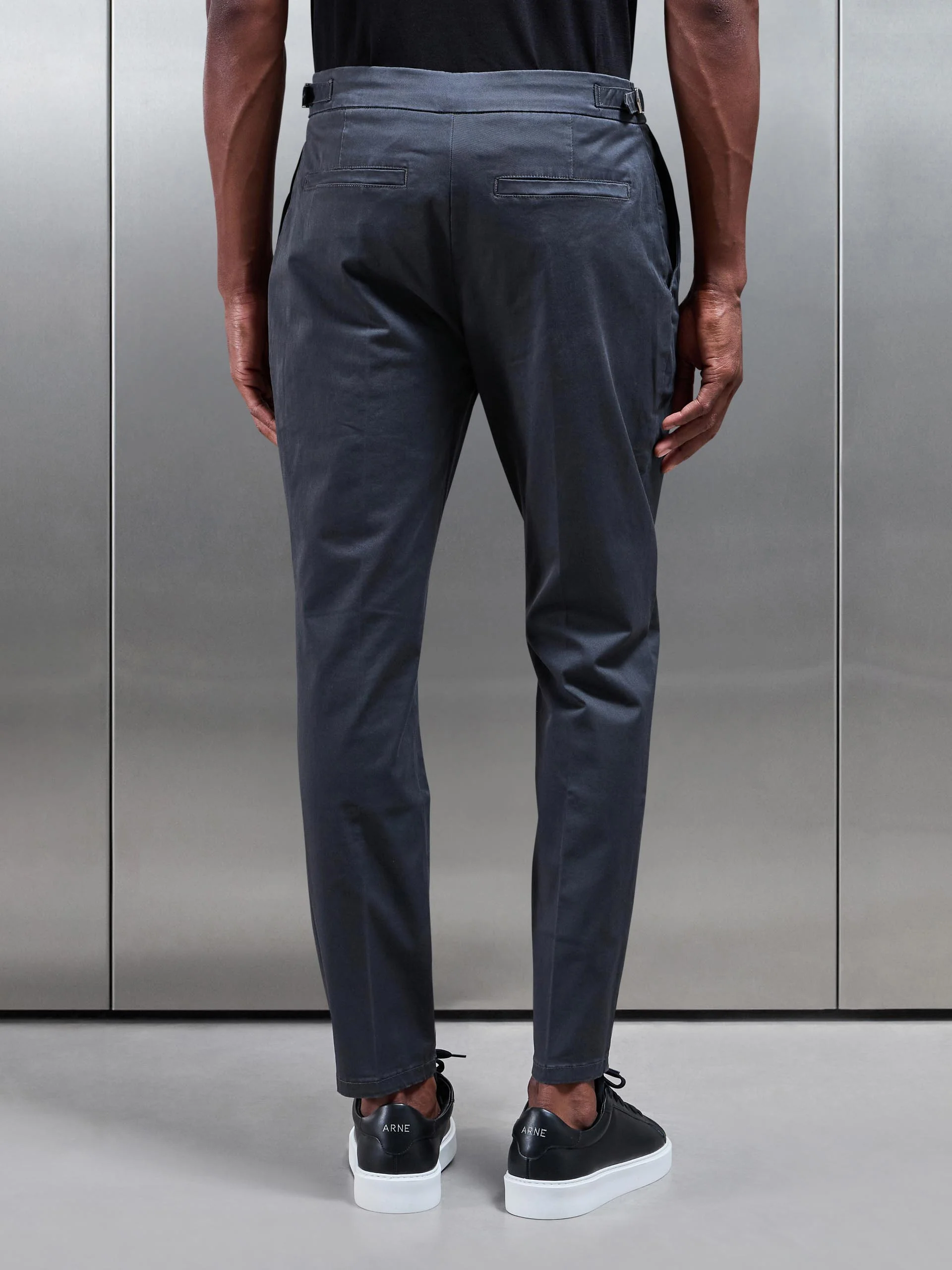 Tailored Side Adjuster Chino Trouser in Grey - Image 3