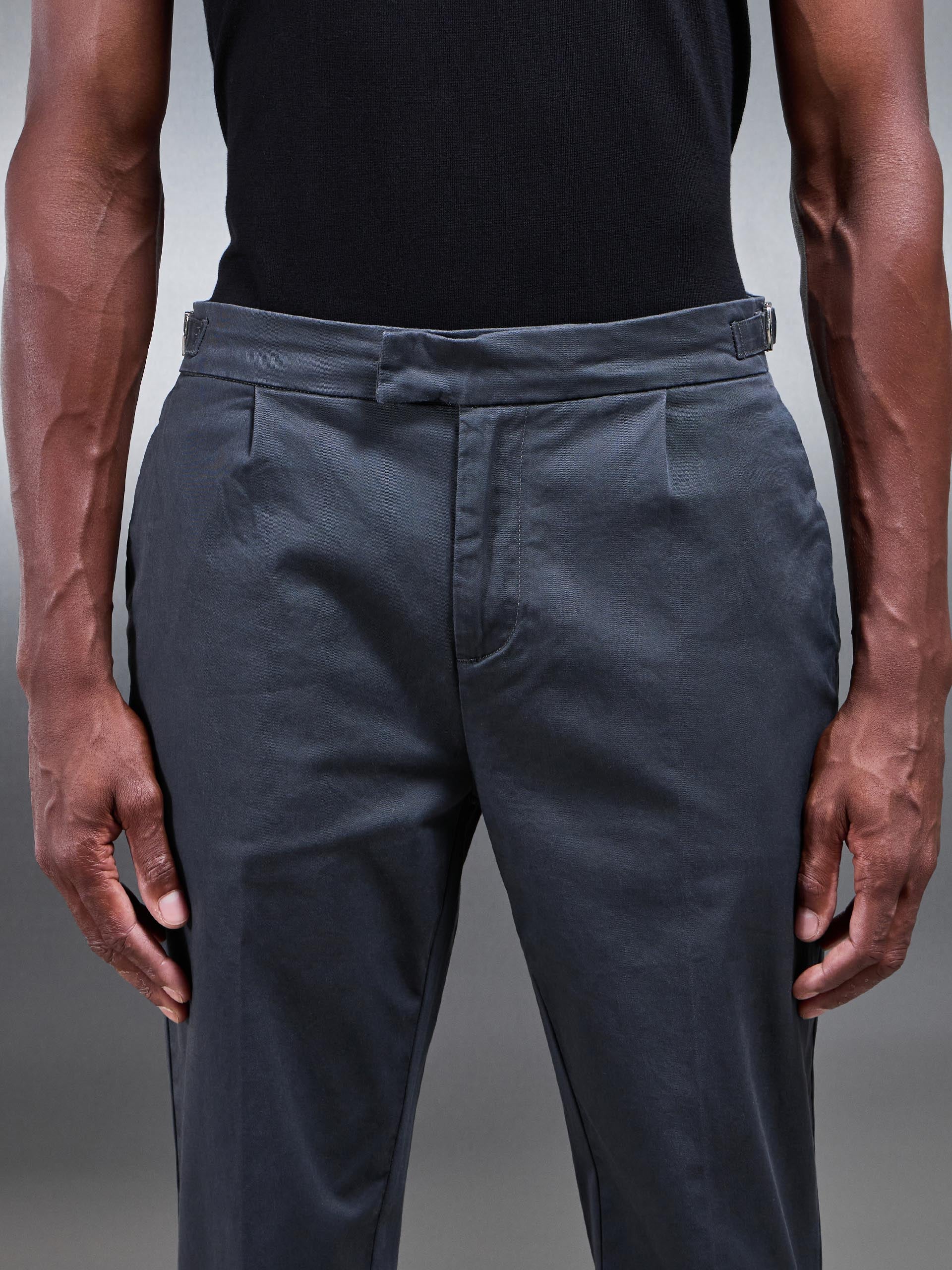 Tailored Side Adjuster Chino Trouser in Grey - Image 4