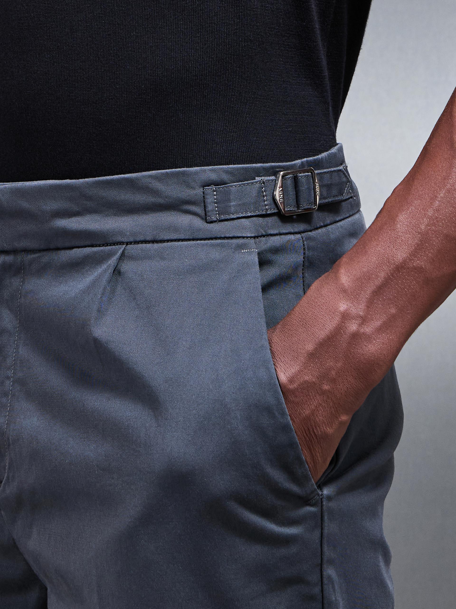 Tailored Side Adjuster Chino Trouser in Grey - Image 5