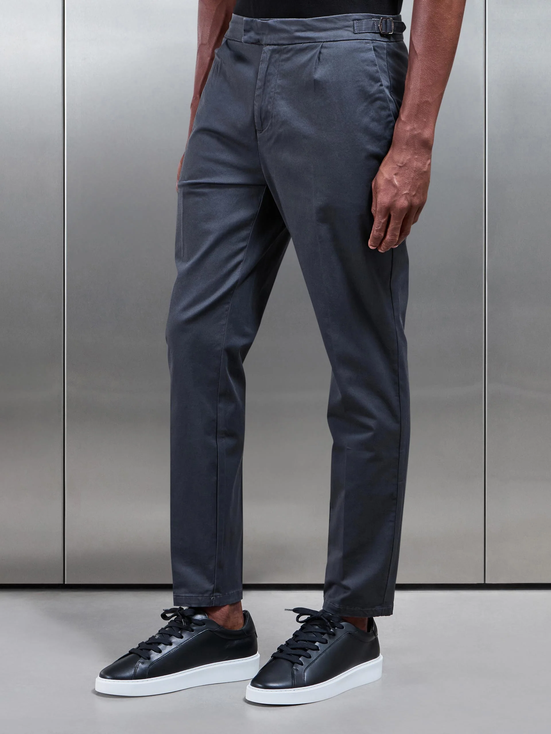 Tailored Side Adjuster Chino Trouser in Grey - Image 8