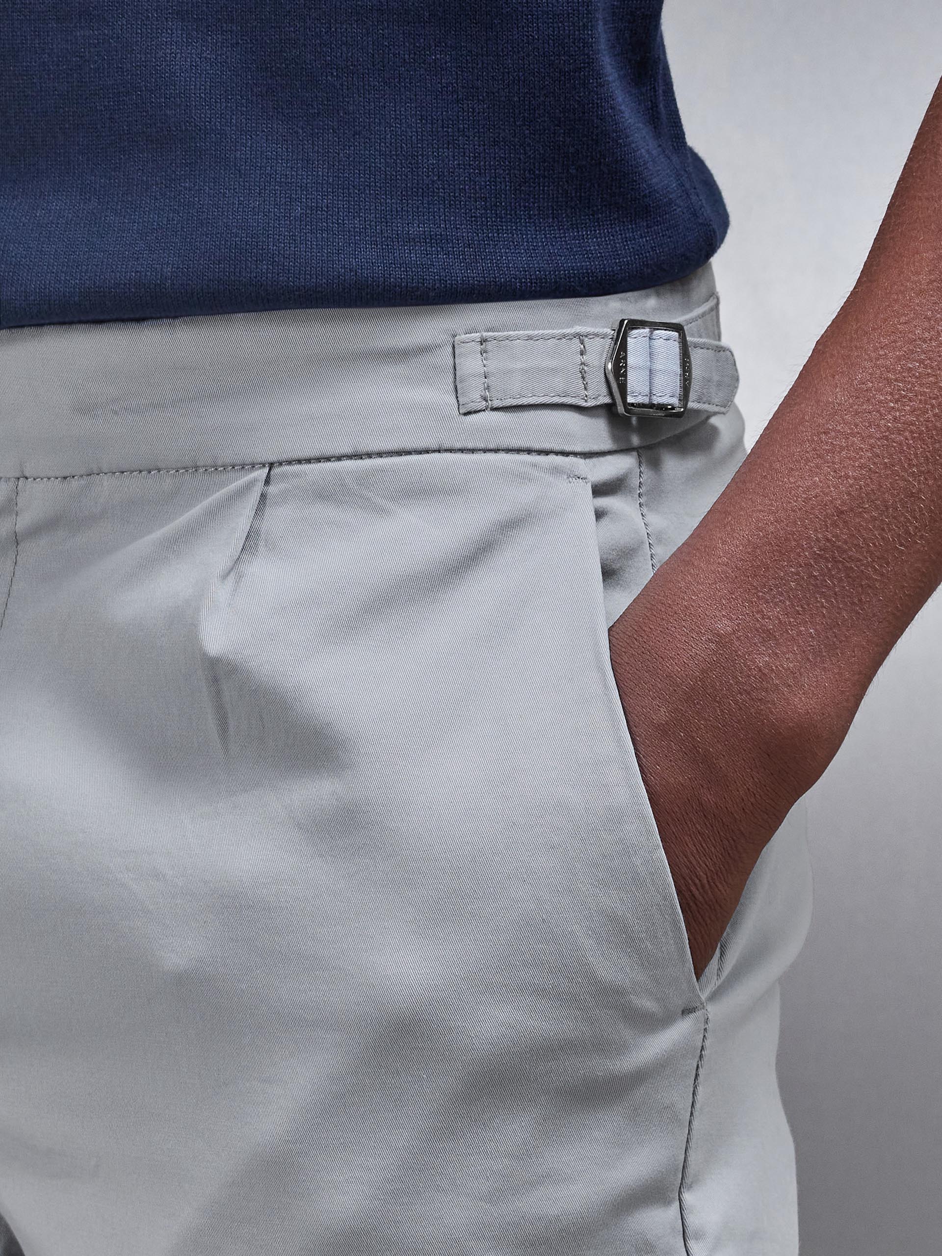 Tailored Side Adjuster Chino Trouser in Mid Grey - Image 3