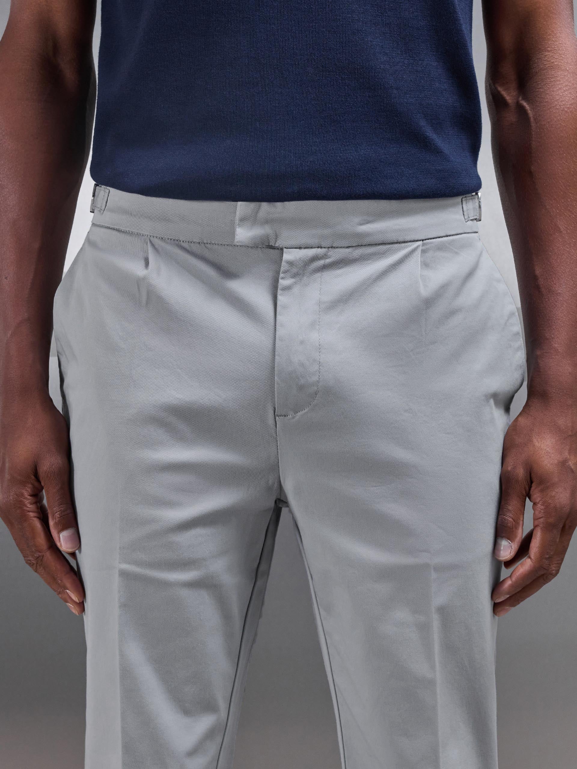 Tailored Side Adjuster Chino Trouser in Mid Grey - Image 4
