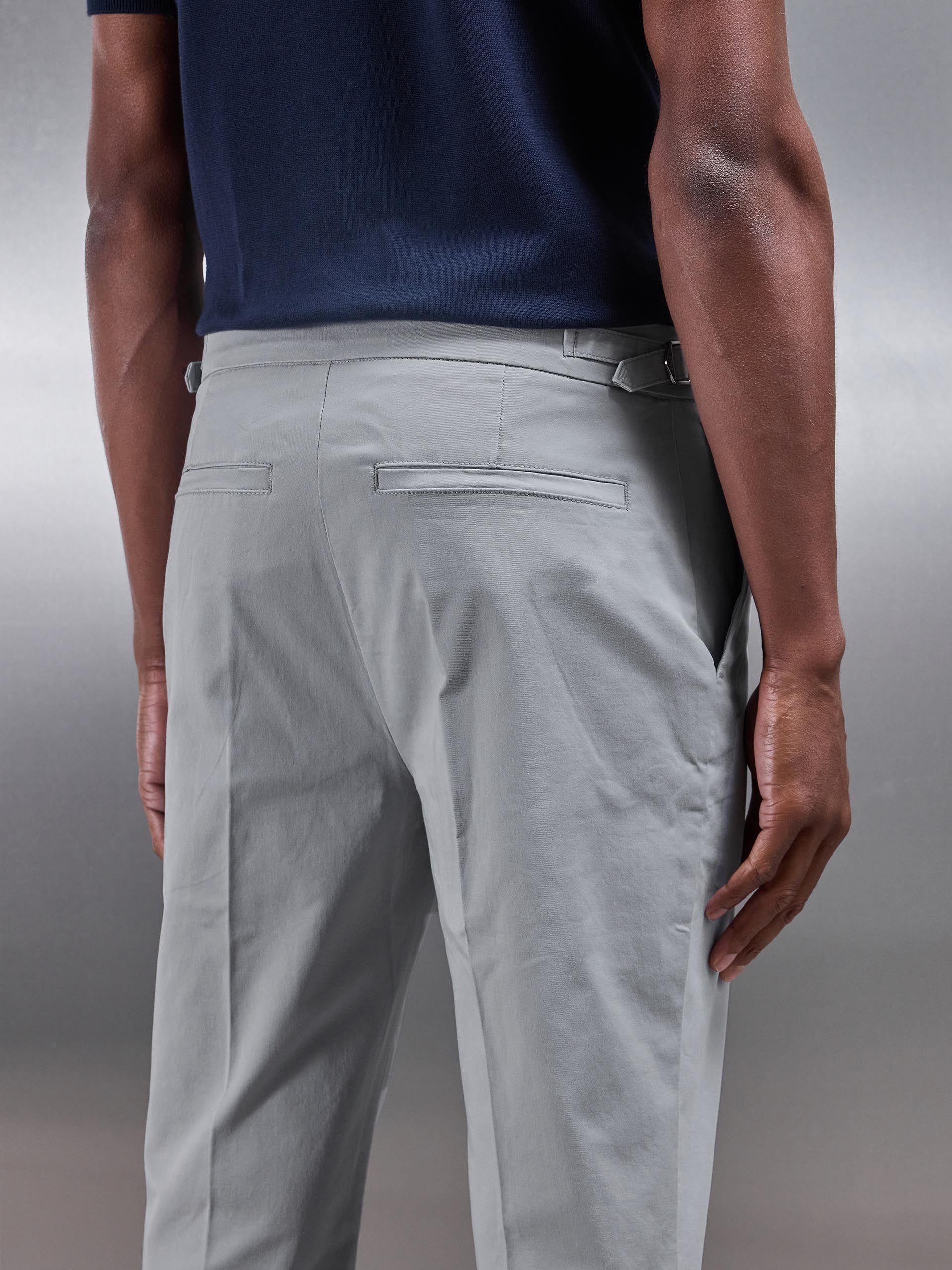 Tailored Side Adjuster Chino Trouser in Mid Grey - Image 5