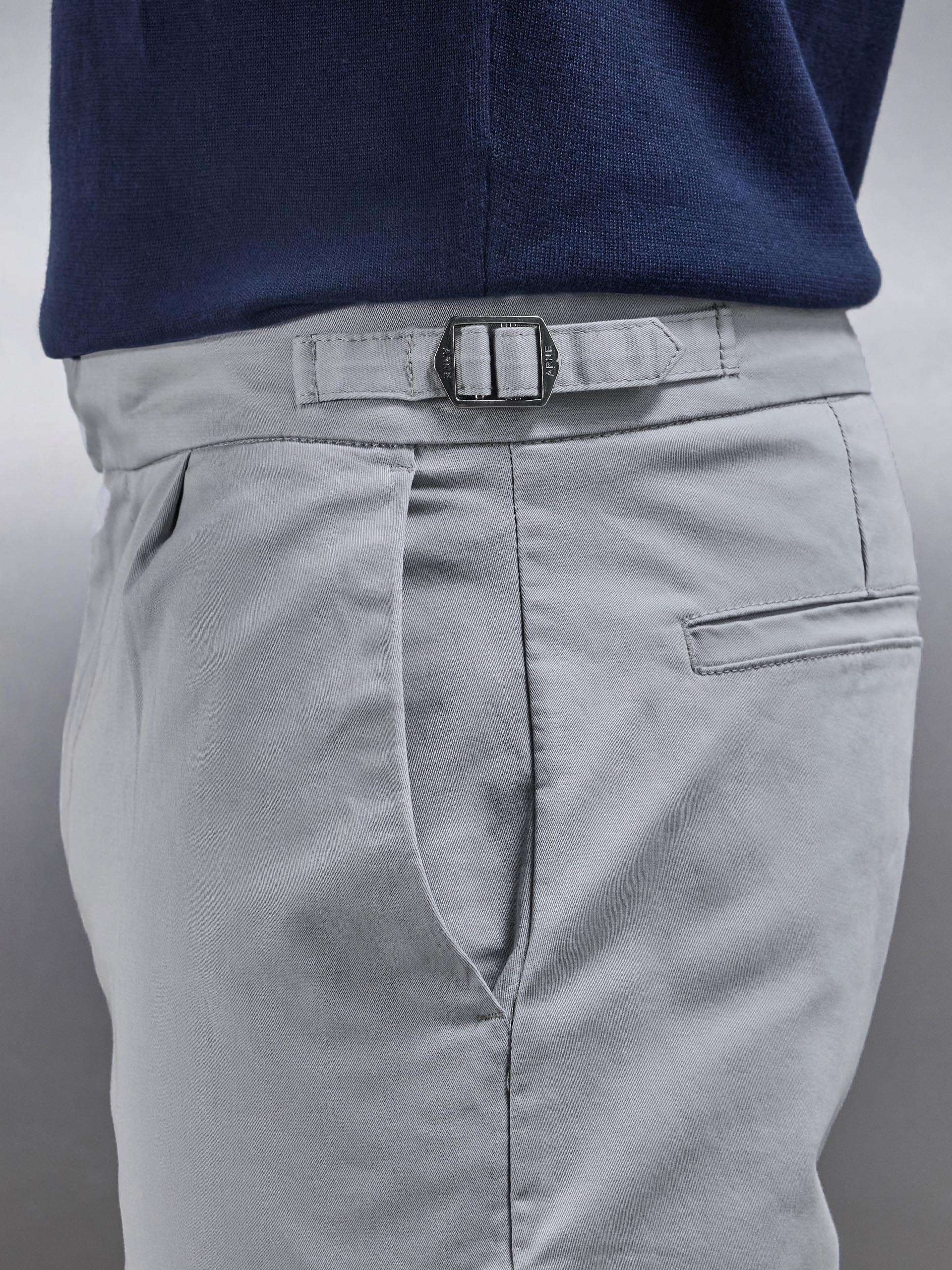 Tailored Side Adjuster Chino Trouser in Mid Grey - Image 6