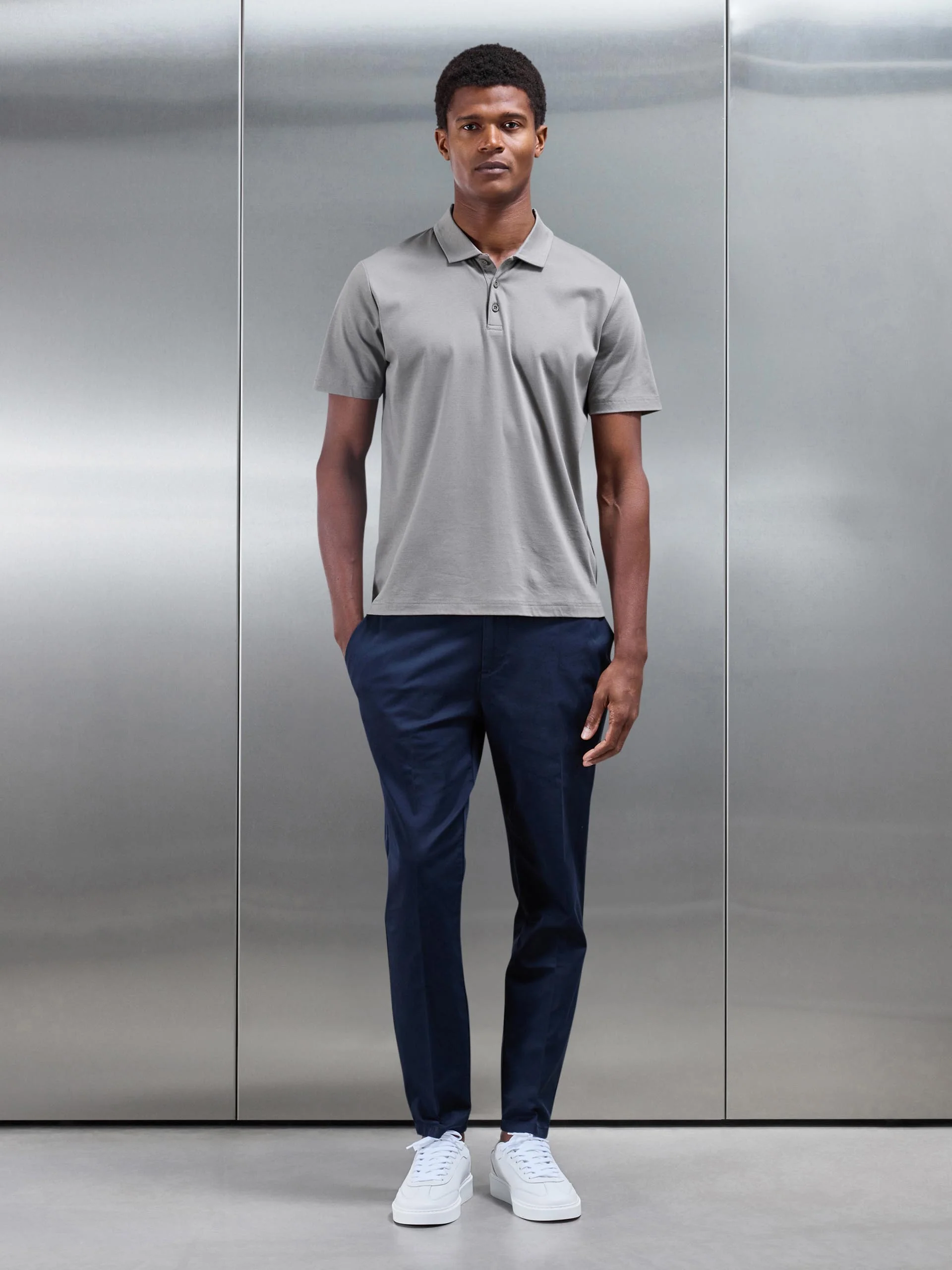 Tailored Side Adjuster Chino Trouser in Navy - Image 2