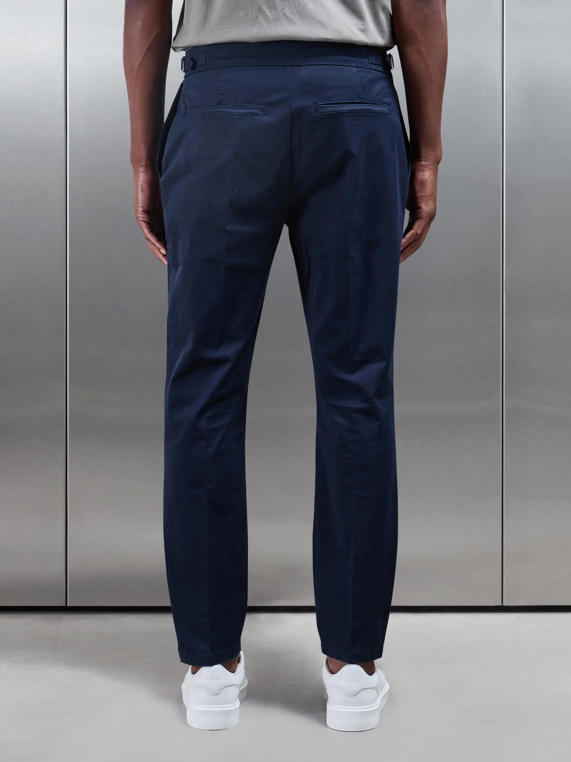 Tailored Side Adjuster Chino Trouser in Navy - Image 3